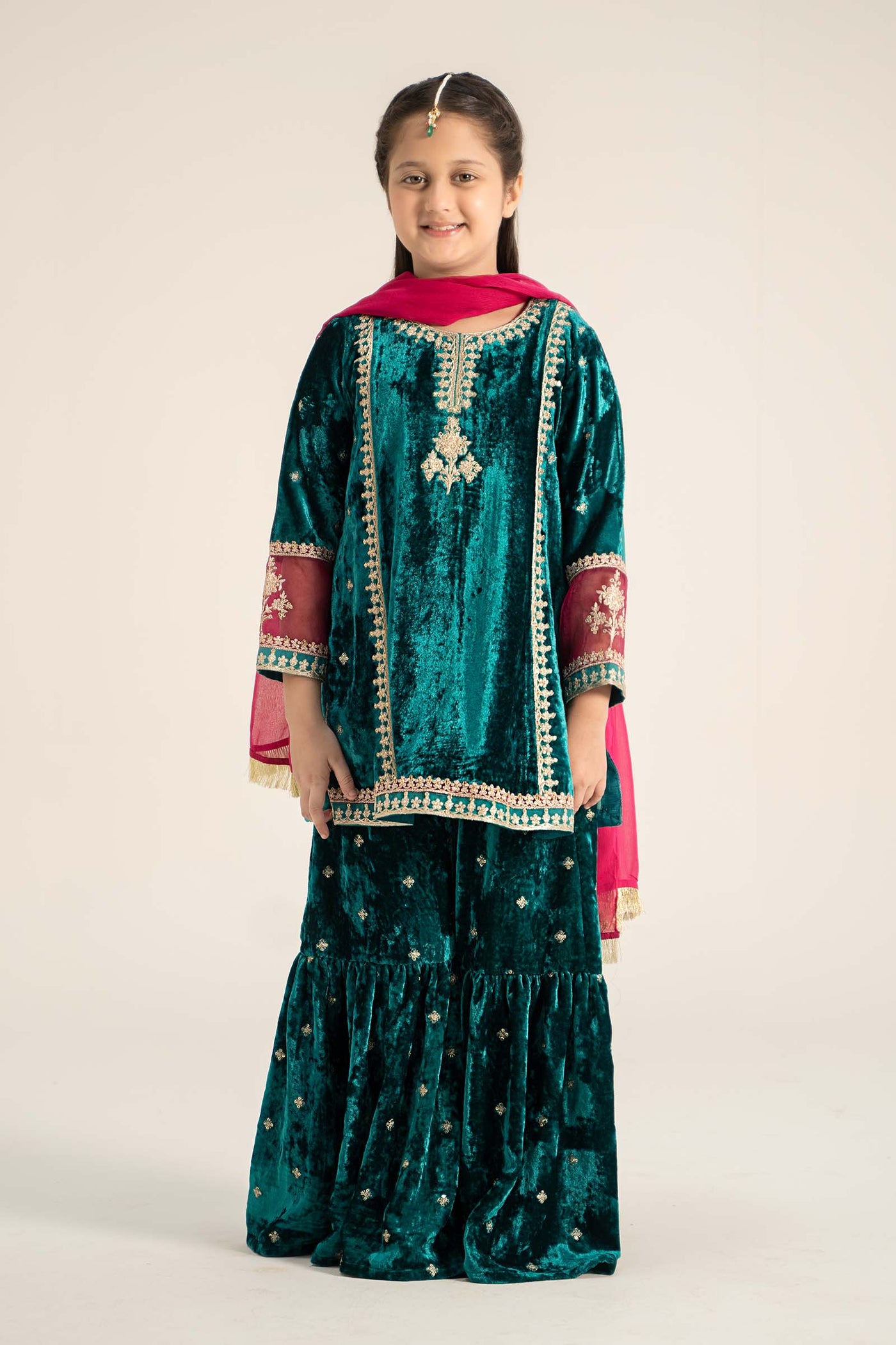 3 Piece Embroidered Velvet Suit