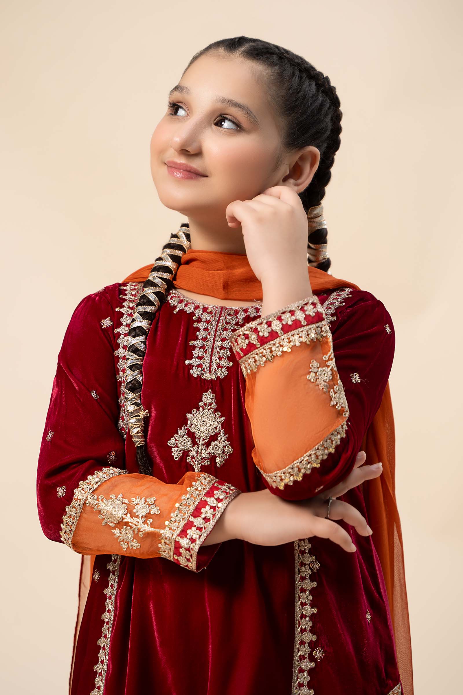 3 Piece Embroidered Velvet Suit