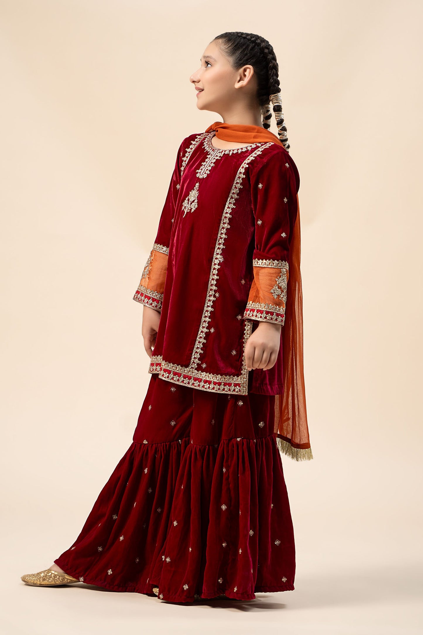 3 Piece Embroidered Velvet Suit
