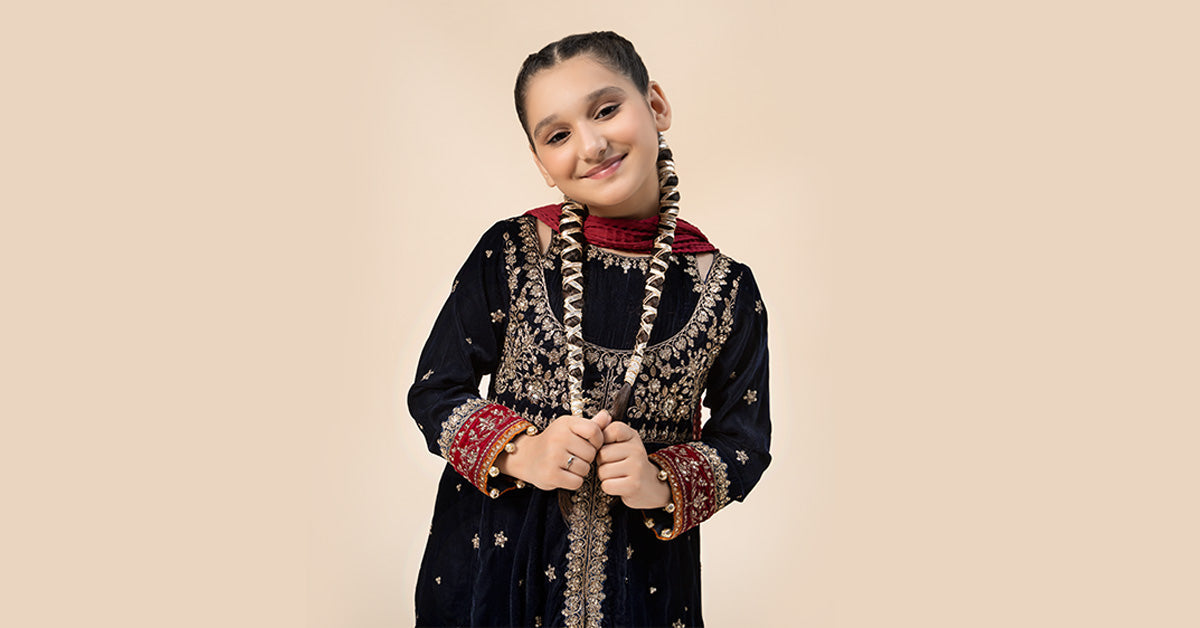 3 Piece Embroidered Velvet Suit