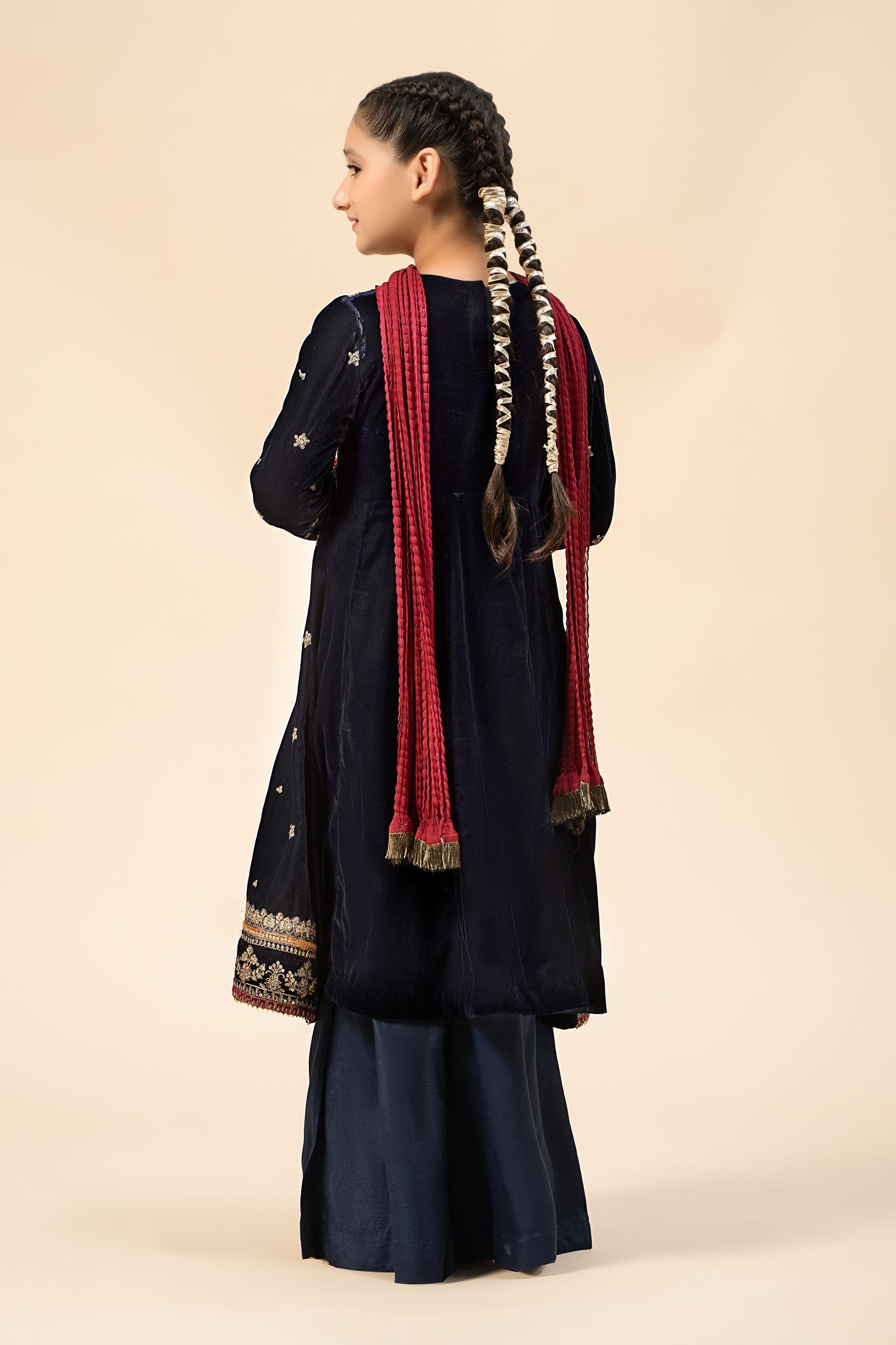 3 Piece Embroidered Velvet Suit