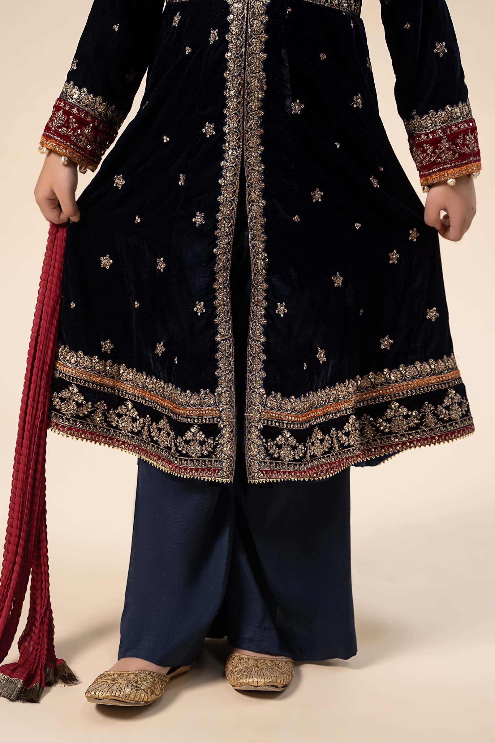 3 Piece Embroidered Velvet Suit