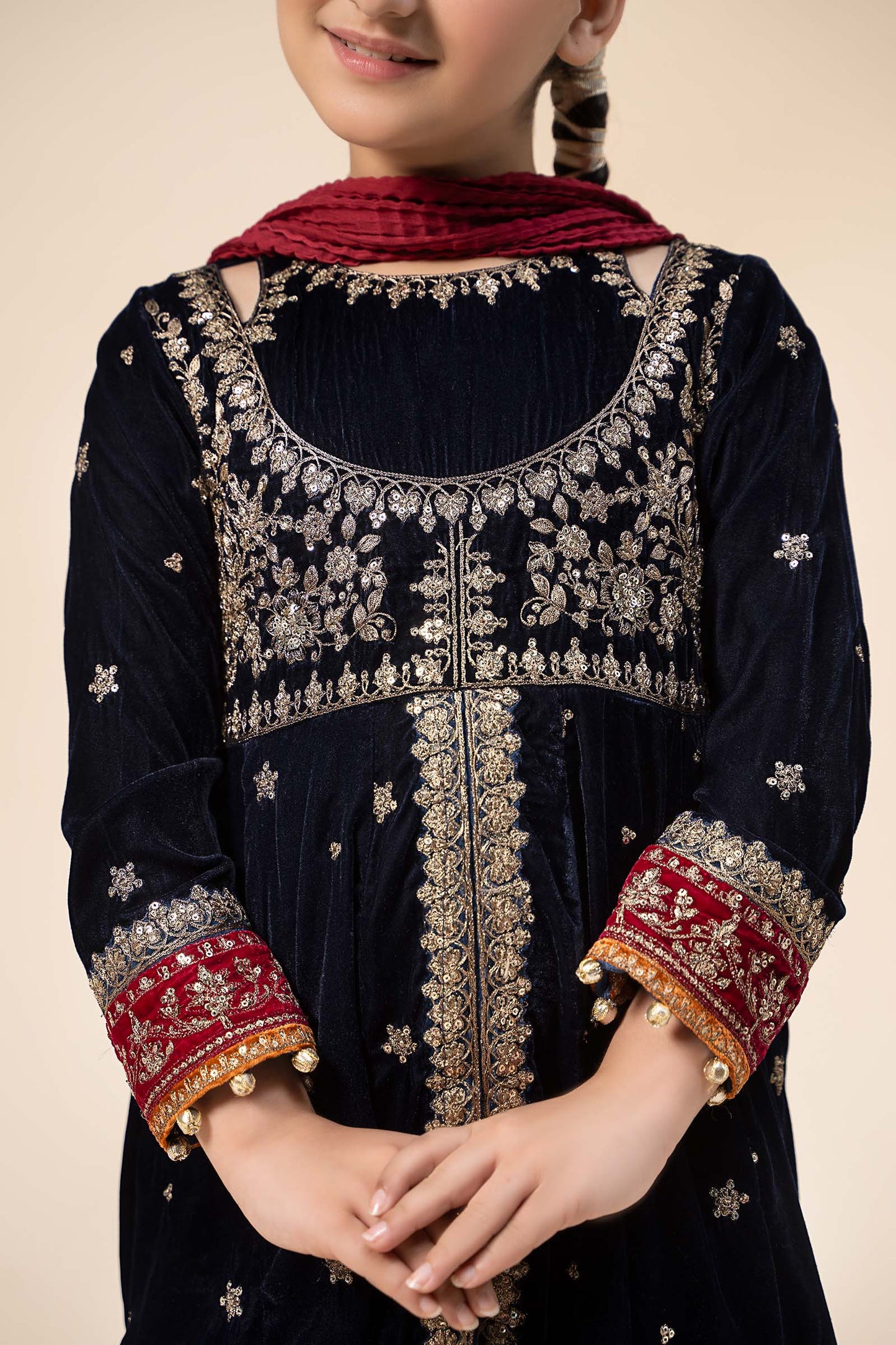 3 Piece Embroidered Velvet Suit