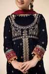 3 Piece Embroidered Velvet Suit
