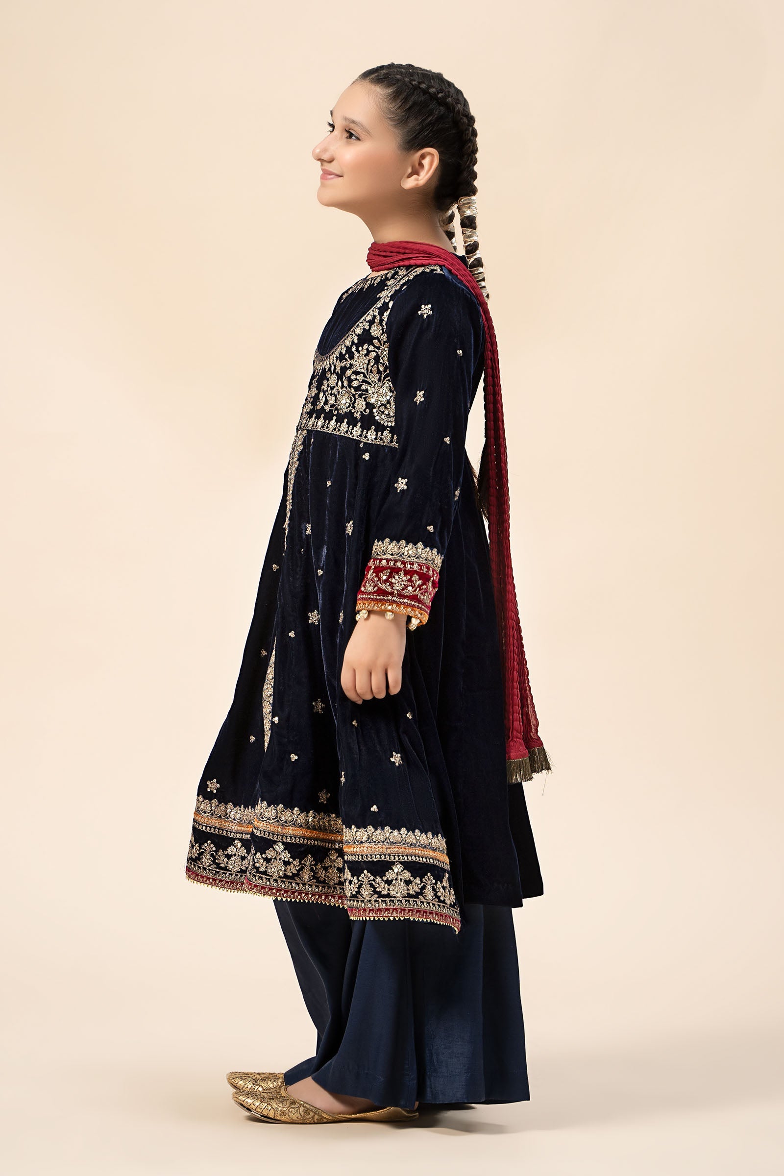 3 Piece Embroidered Velvet Suit