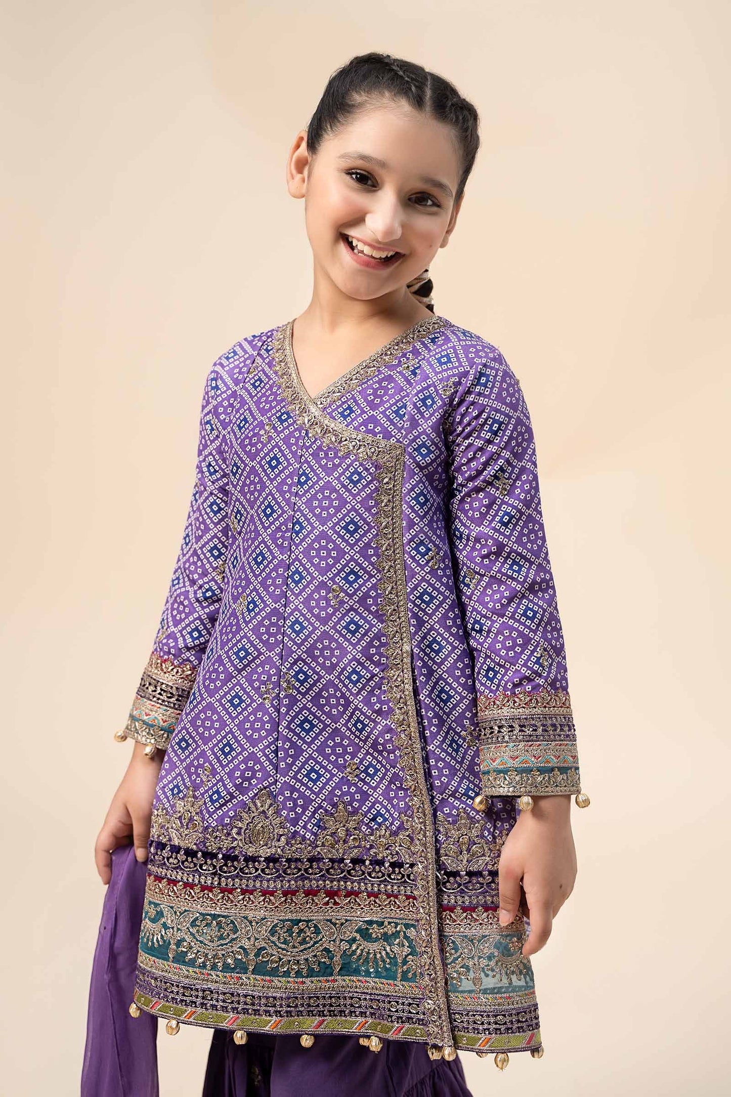 3 Piece Embroidered Raw Silk Suit