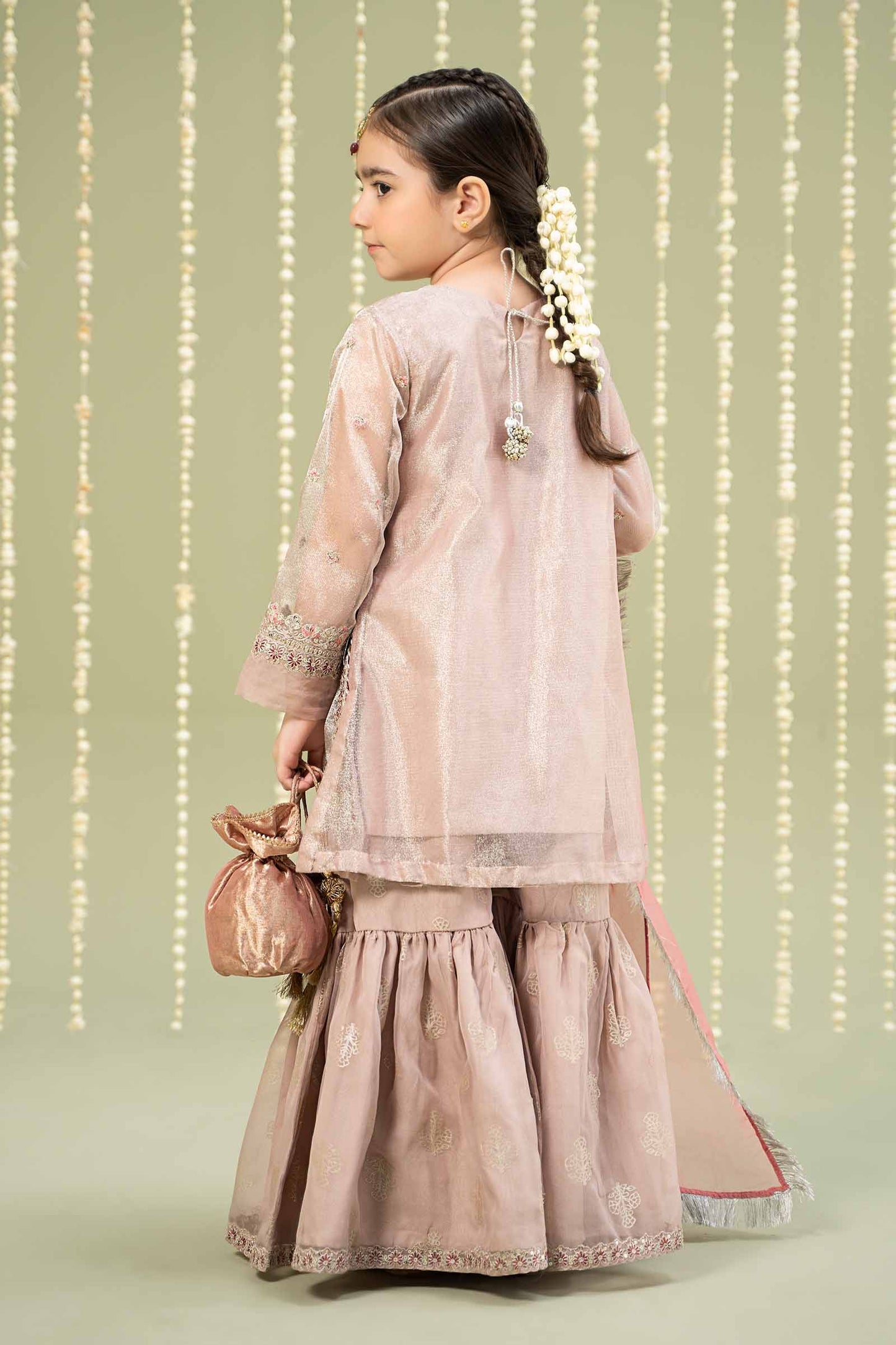 3 Piece Embroidered Zari Net Suit