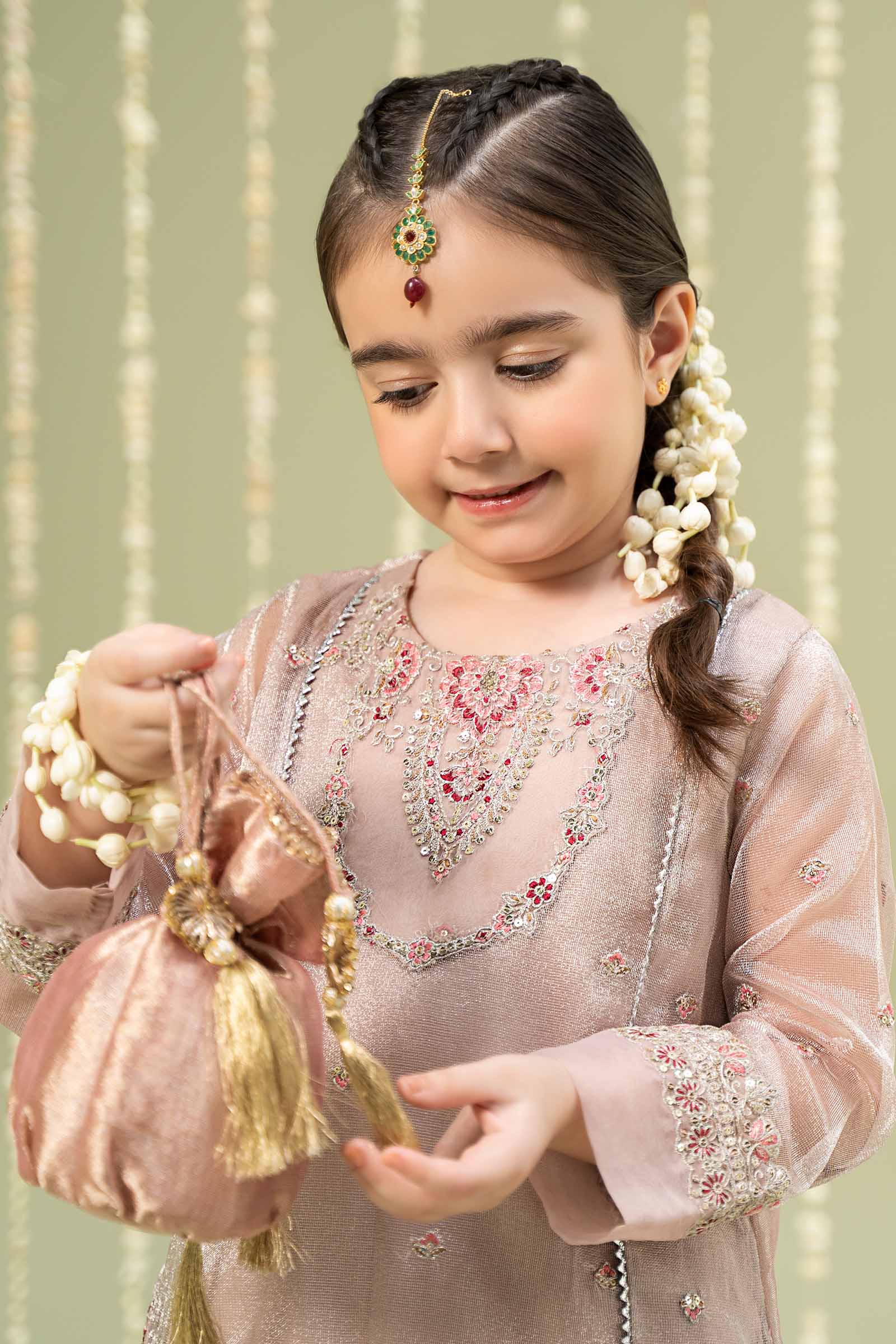 3 Piece Embroidered Zari Net Suit