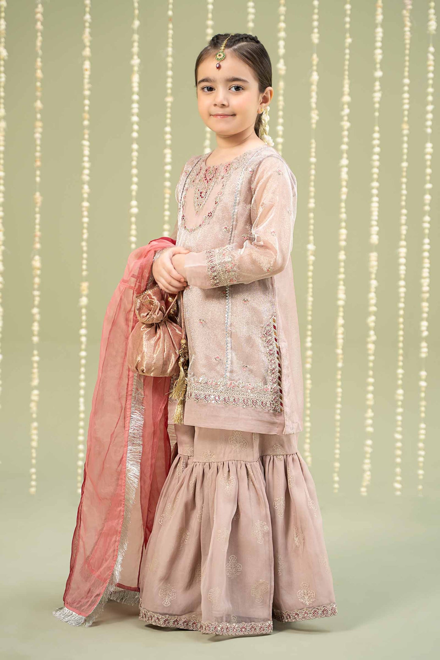 3 Piece Embroidered Zari Net Suit