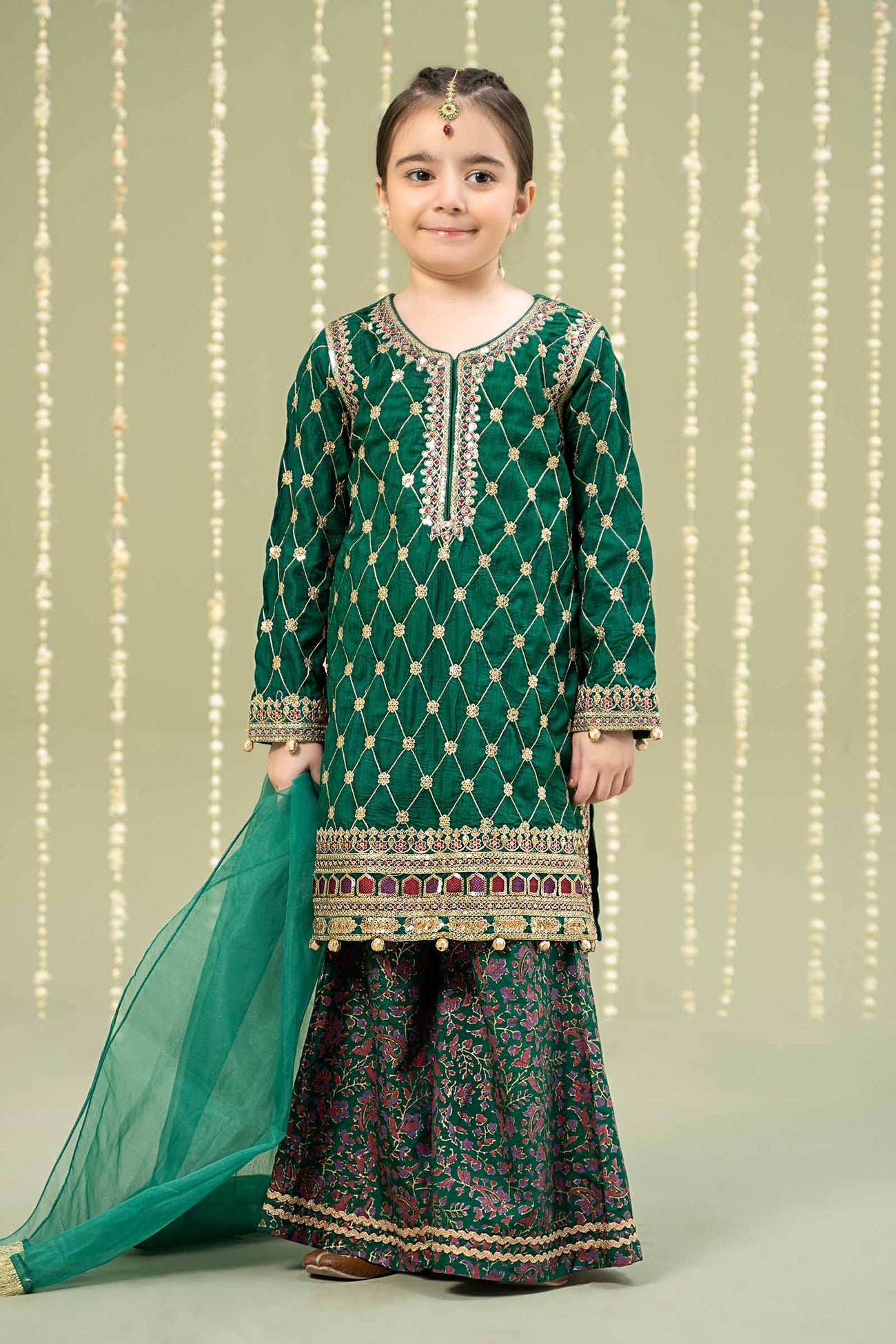3 Piece Embroidered Raw Silk Suit