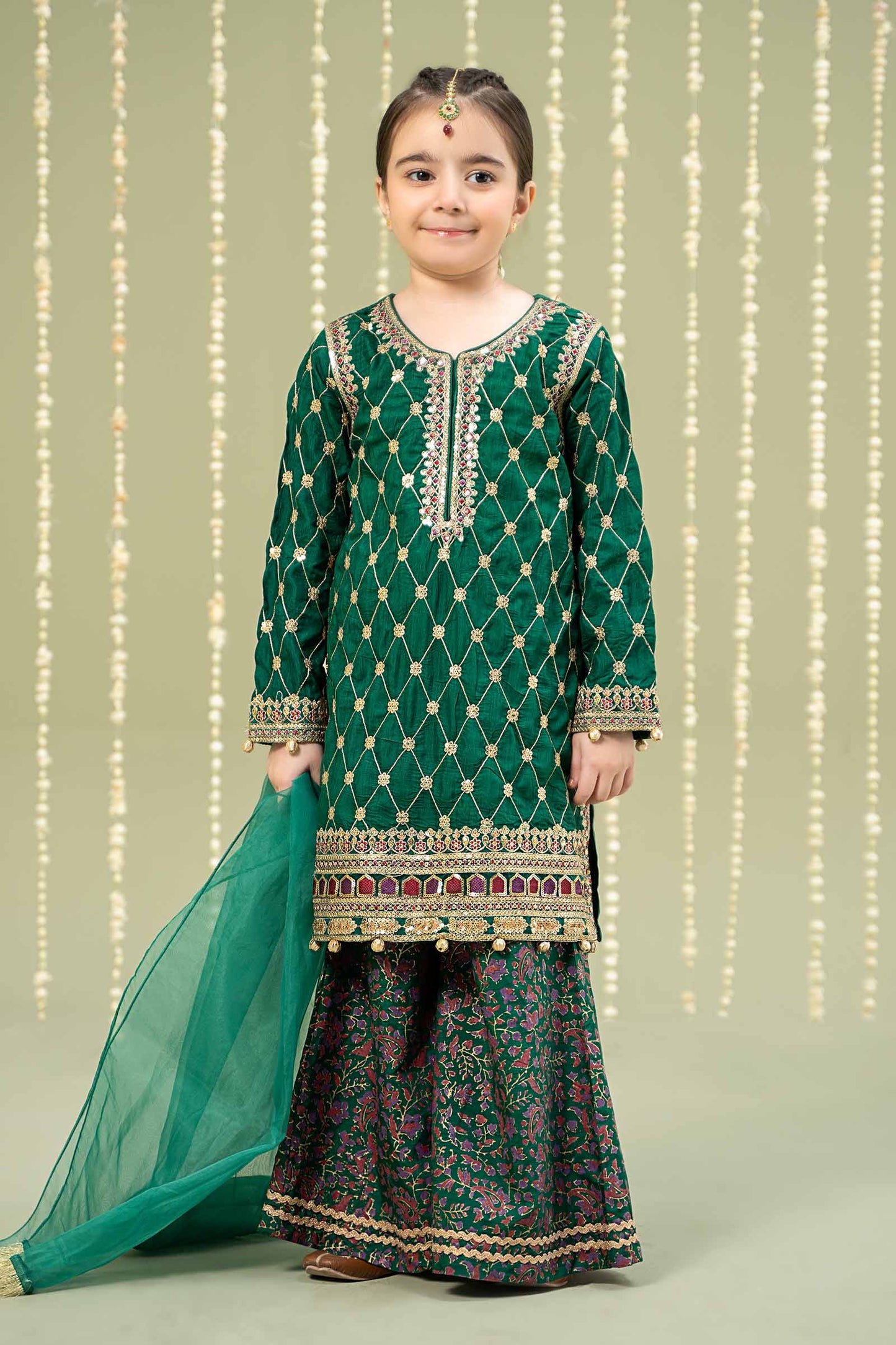 3 Piece Embroidered Raw Silk Suit
