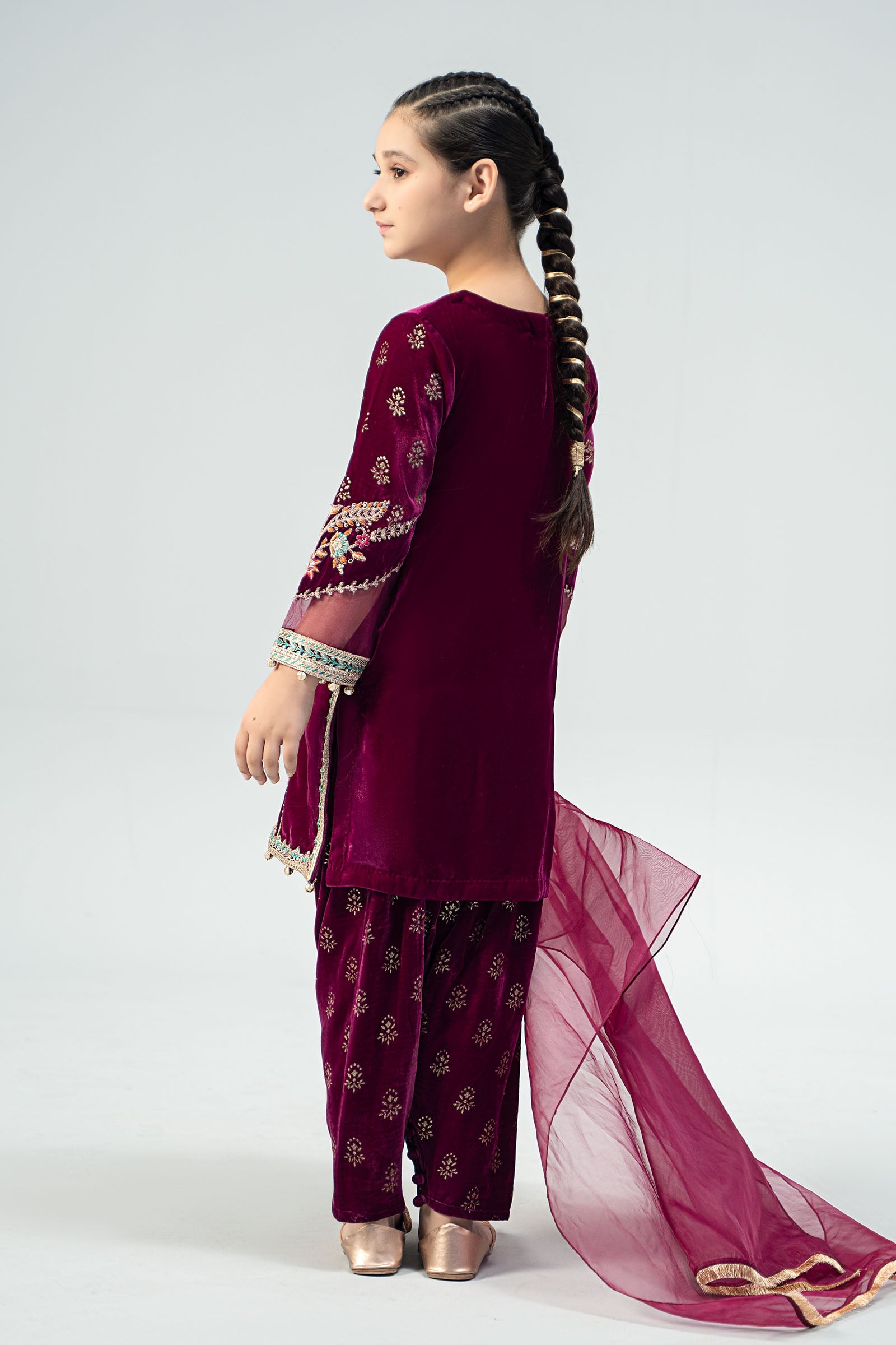 3 Piece Embroidered Velvet Suit