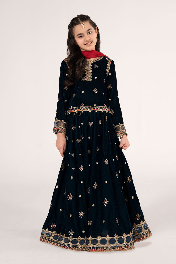 3 Piece Embroidered Velvet Suit All Products MSW37R1-023-TEL