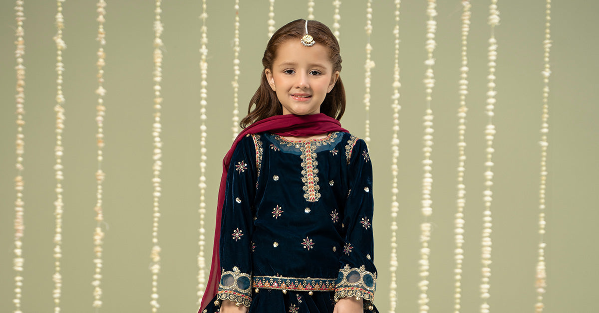 3 Piece Embroidered Velvet Suit