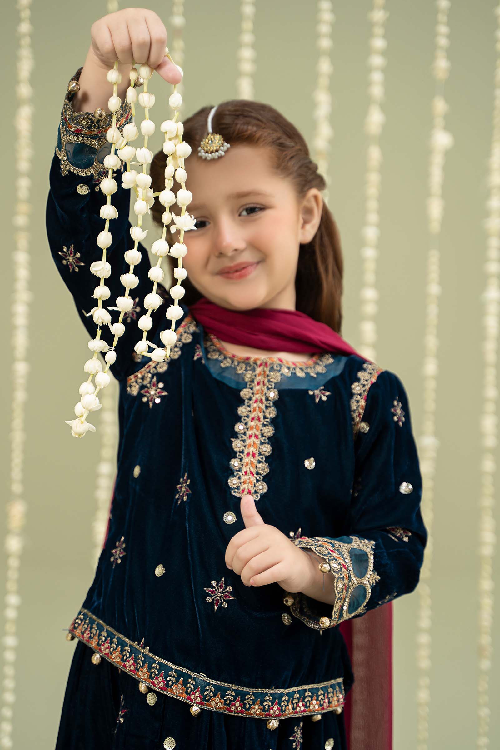 3 Piece Embroidered Velvet Suit