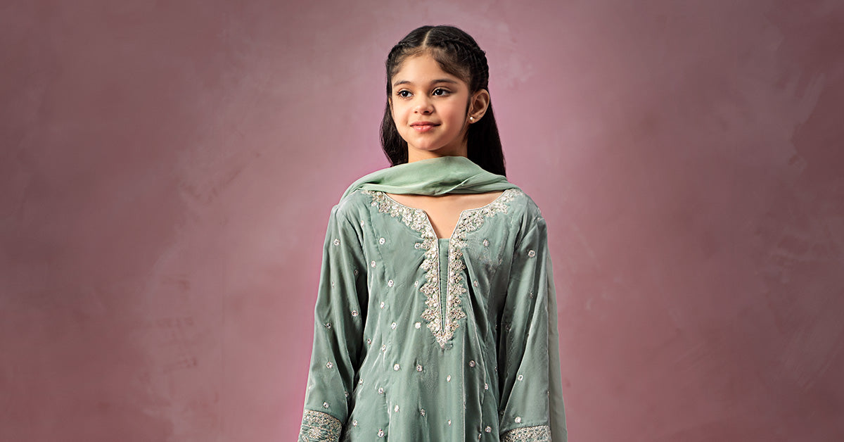 3 Piece Embroidered Velvet Suit