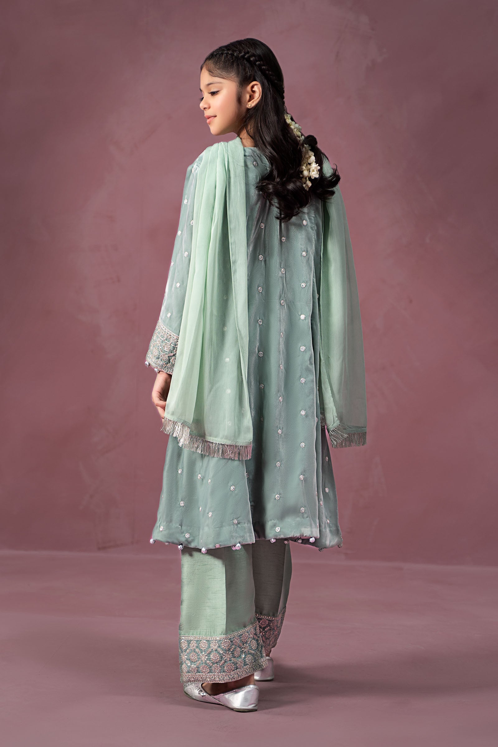 3 Piece Embroidered Velvet Suit