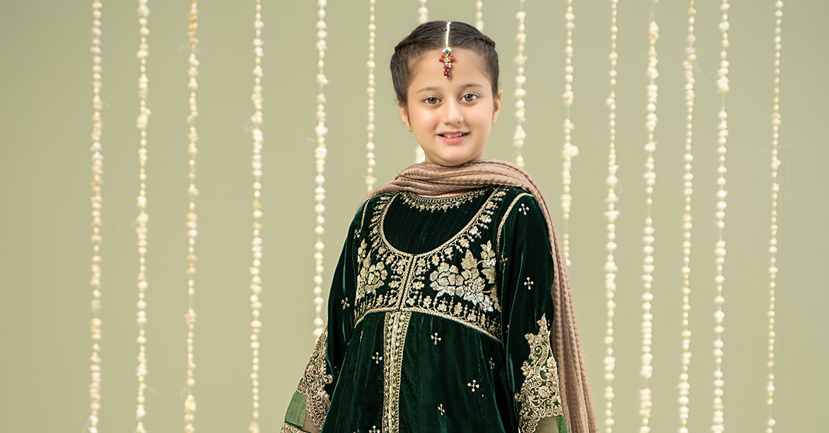 3 Piece Embroidered Velvet Suit