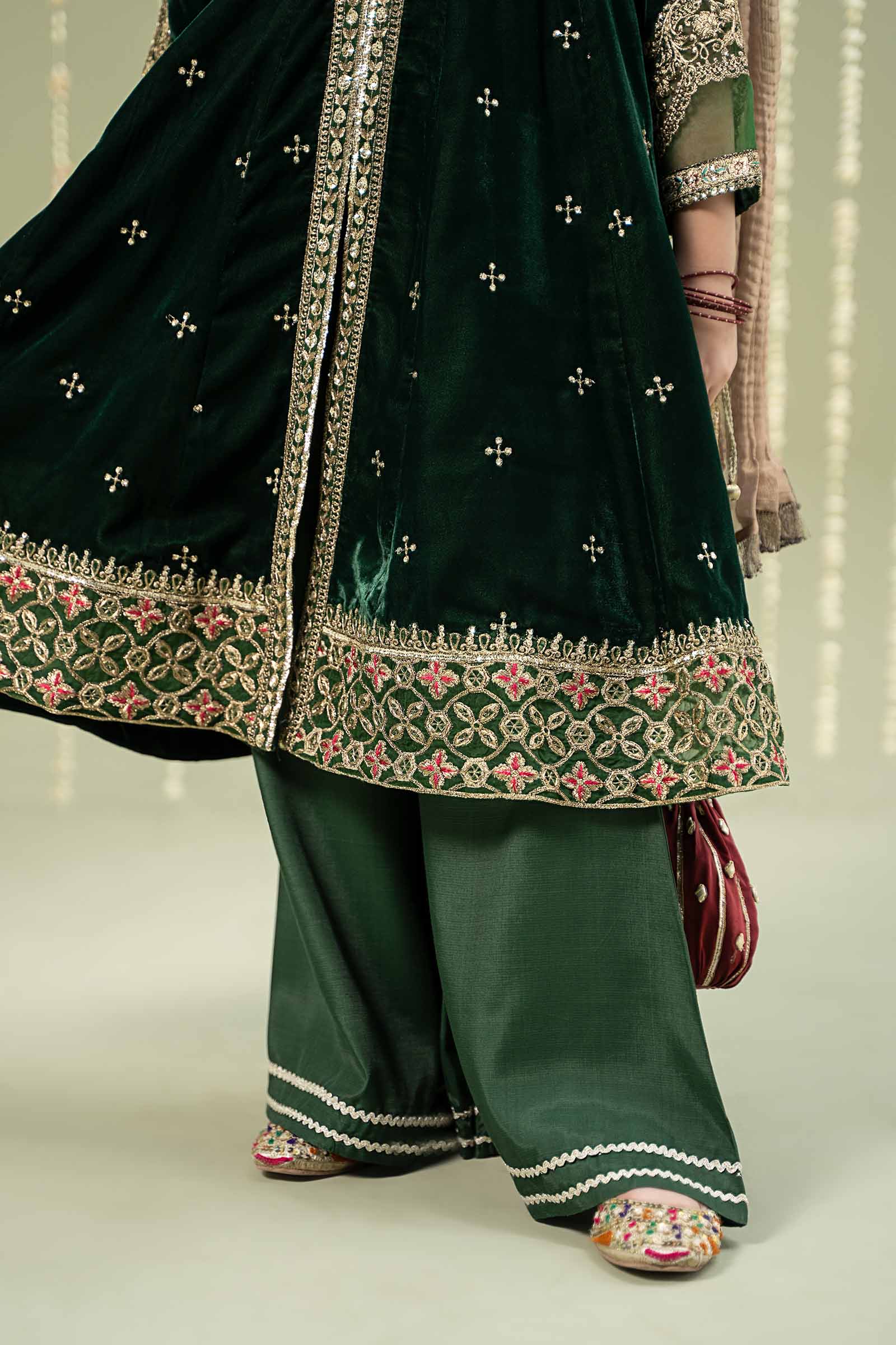 3 Piece Embroidered Velvet Suit