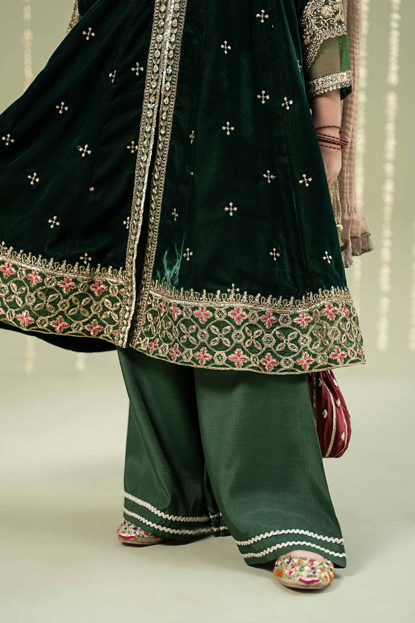 3 Piece Embroidered Velvet Suit