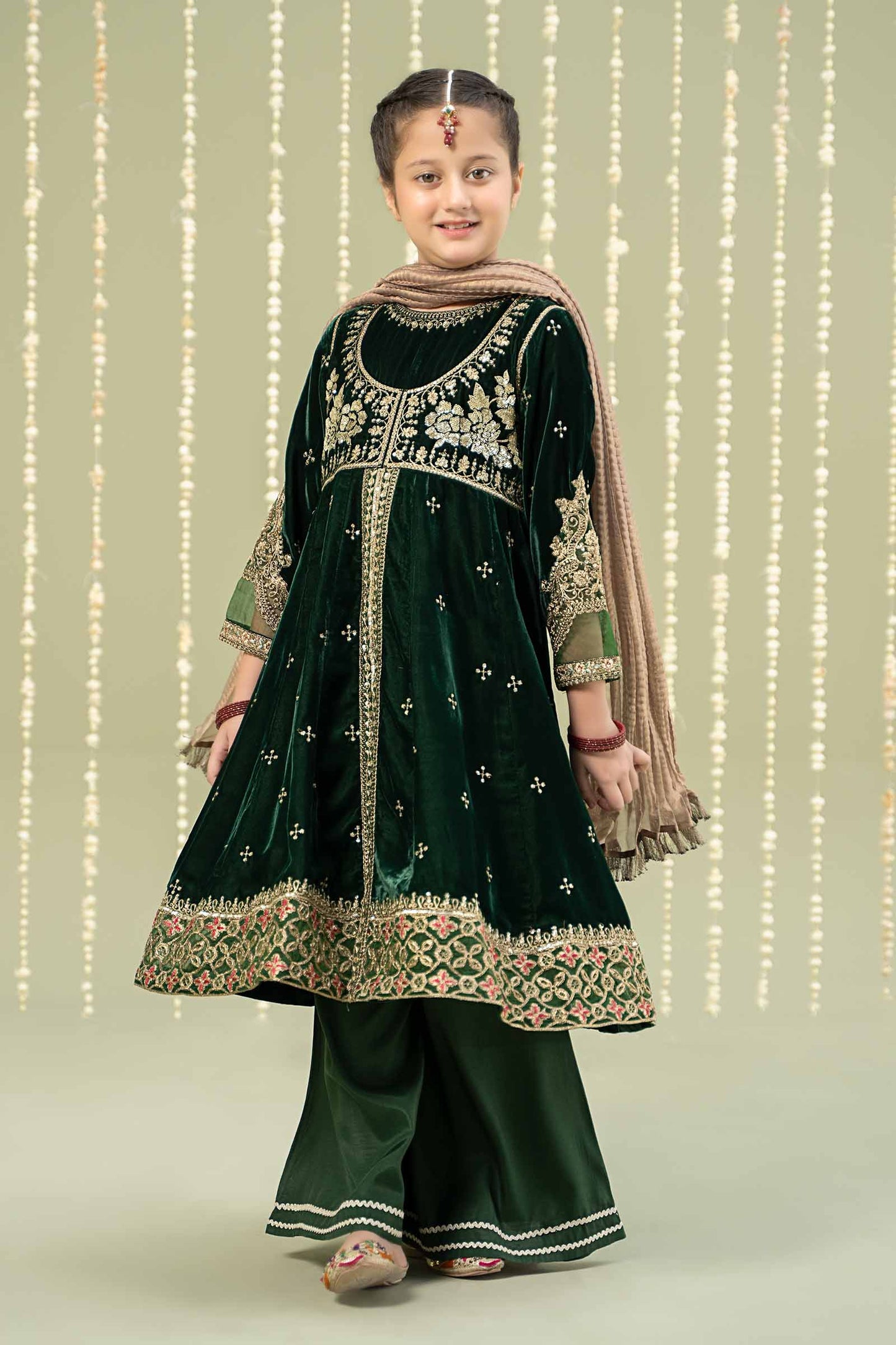 3 Piece Embroidered Velvet Suit