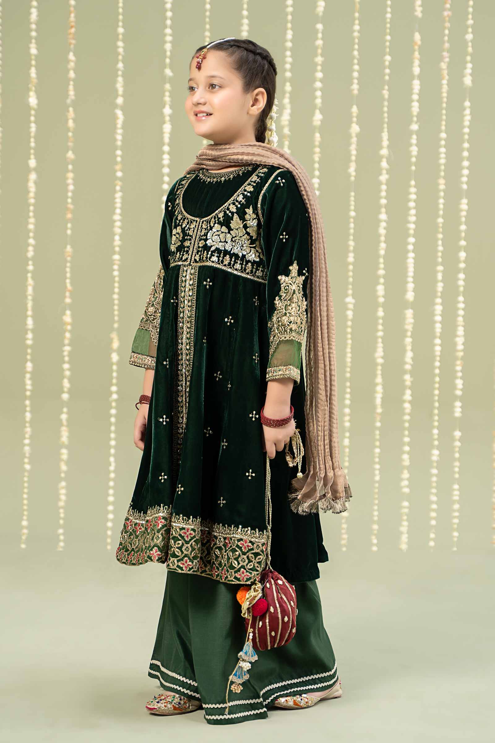 3 Piece Embroidered Velvet Suit