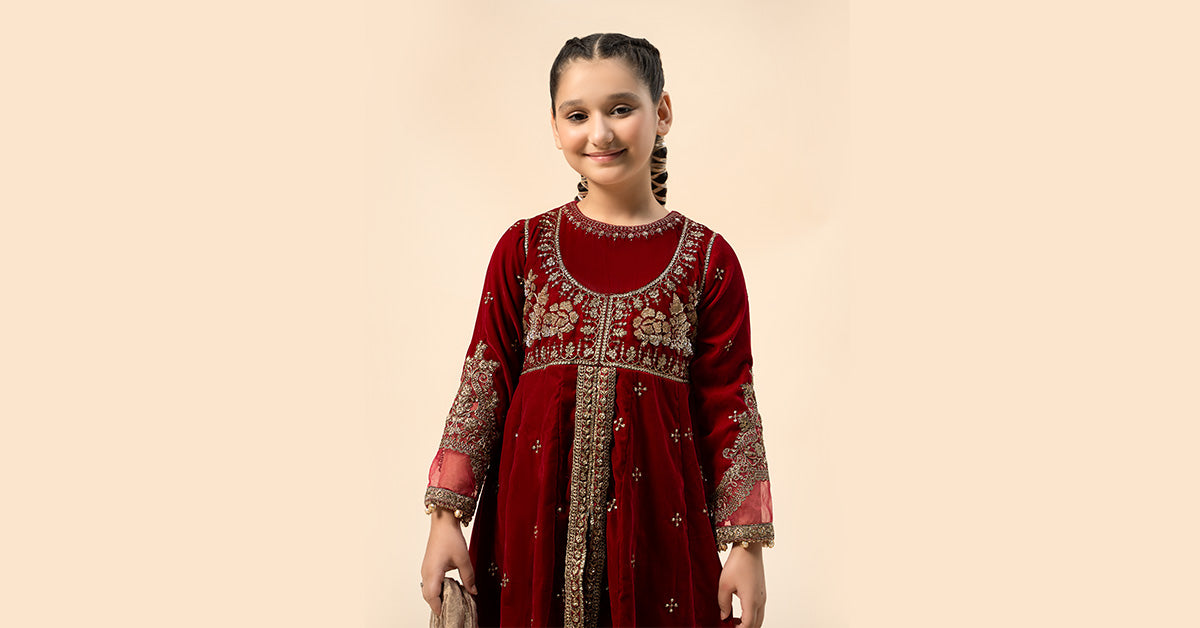3 Piece Embroidered Velvet Suit