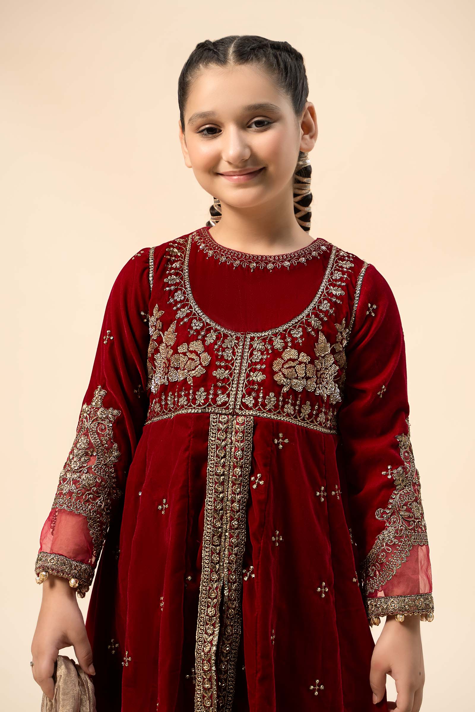 3 Piece Embroidered Velvet Suit