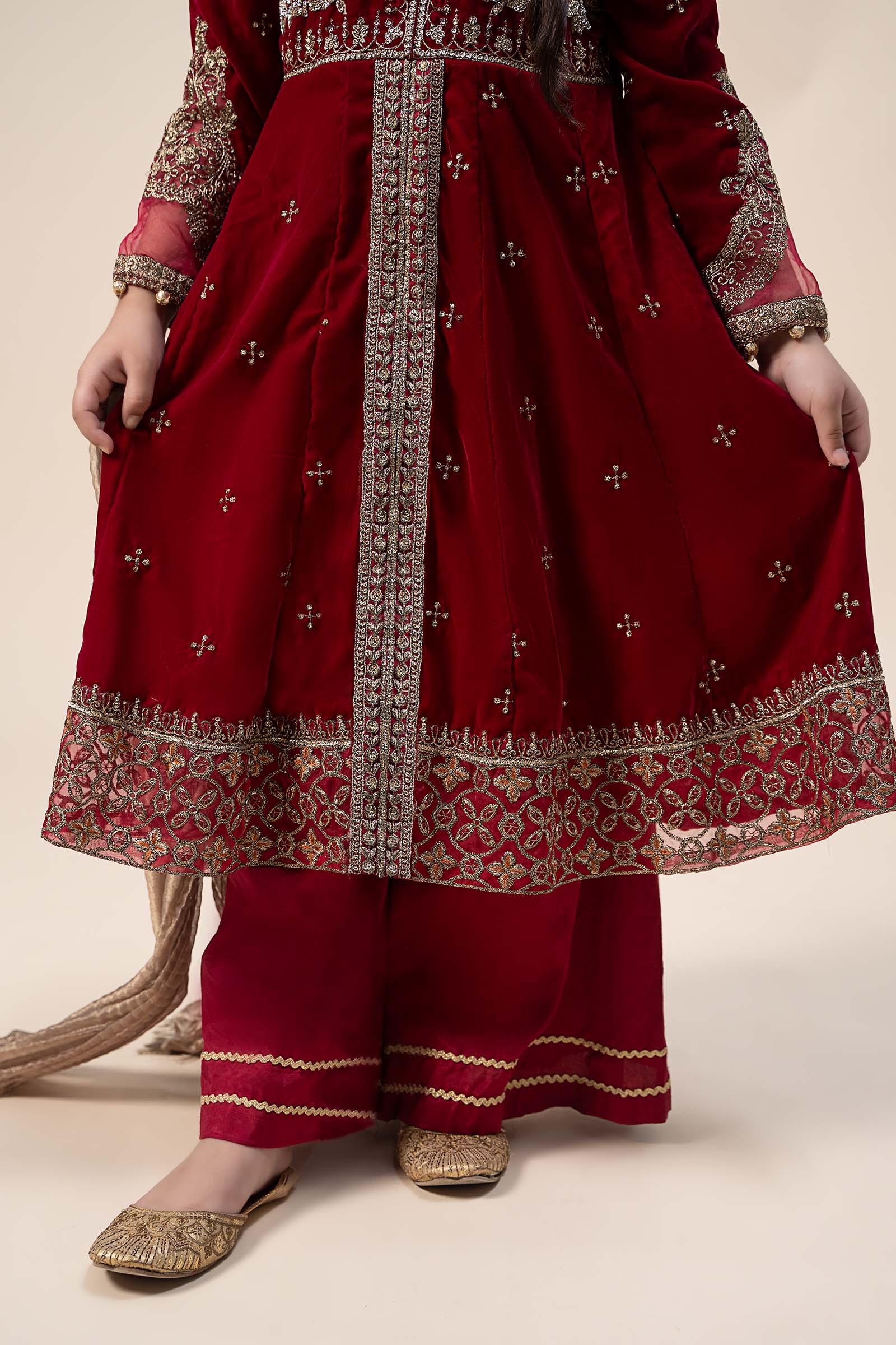 3 Piece Embroidered Velvet Suit