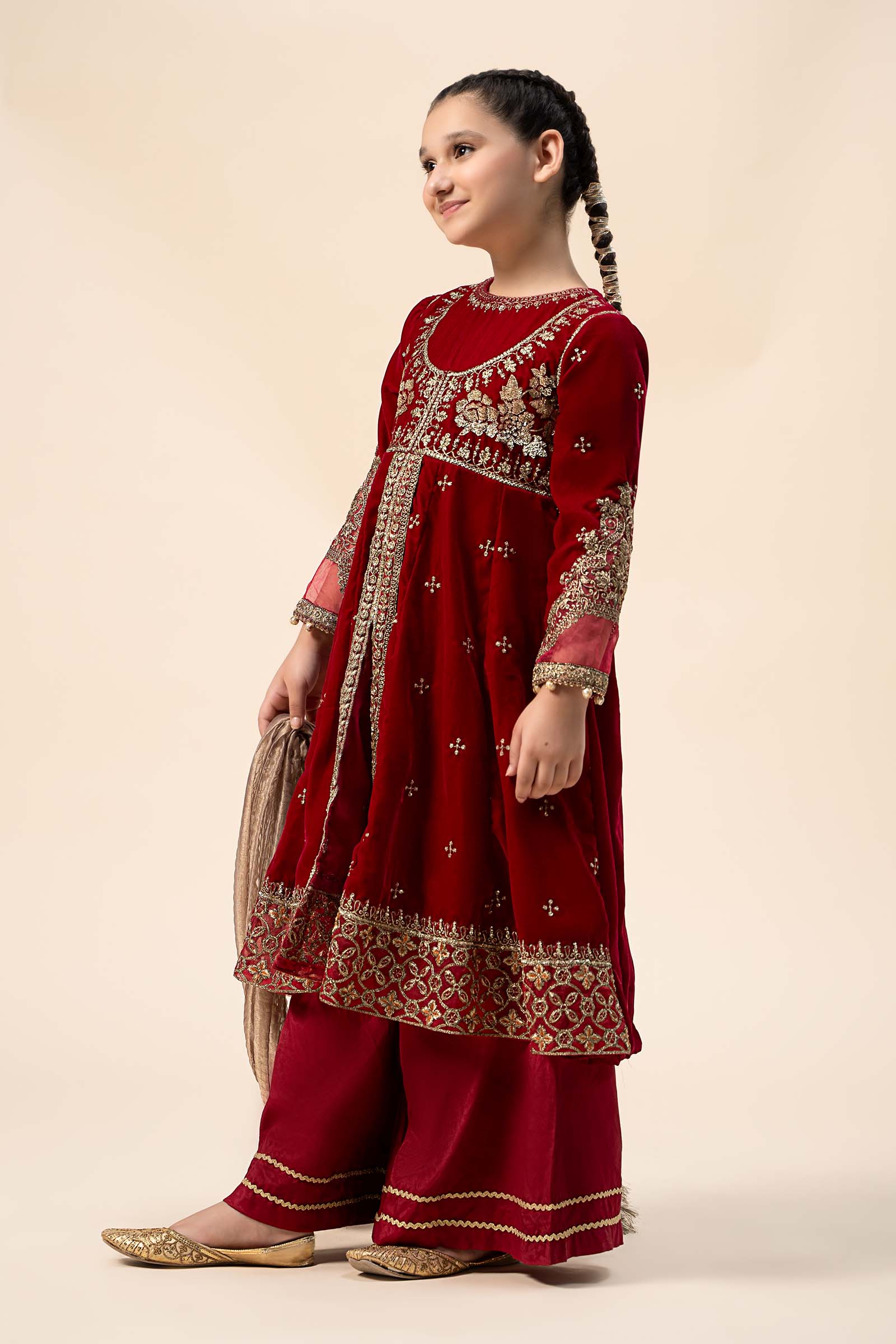 3 Piece Embroidered Velvet Suit