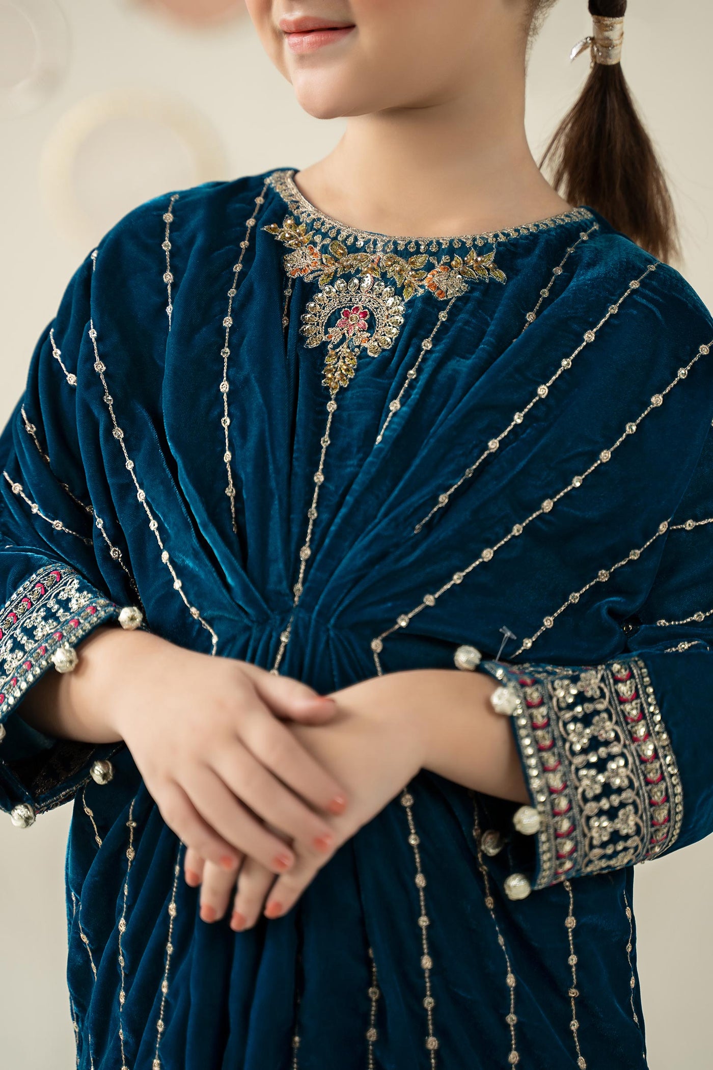 2 Piece Embroidered Velvet Suit