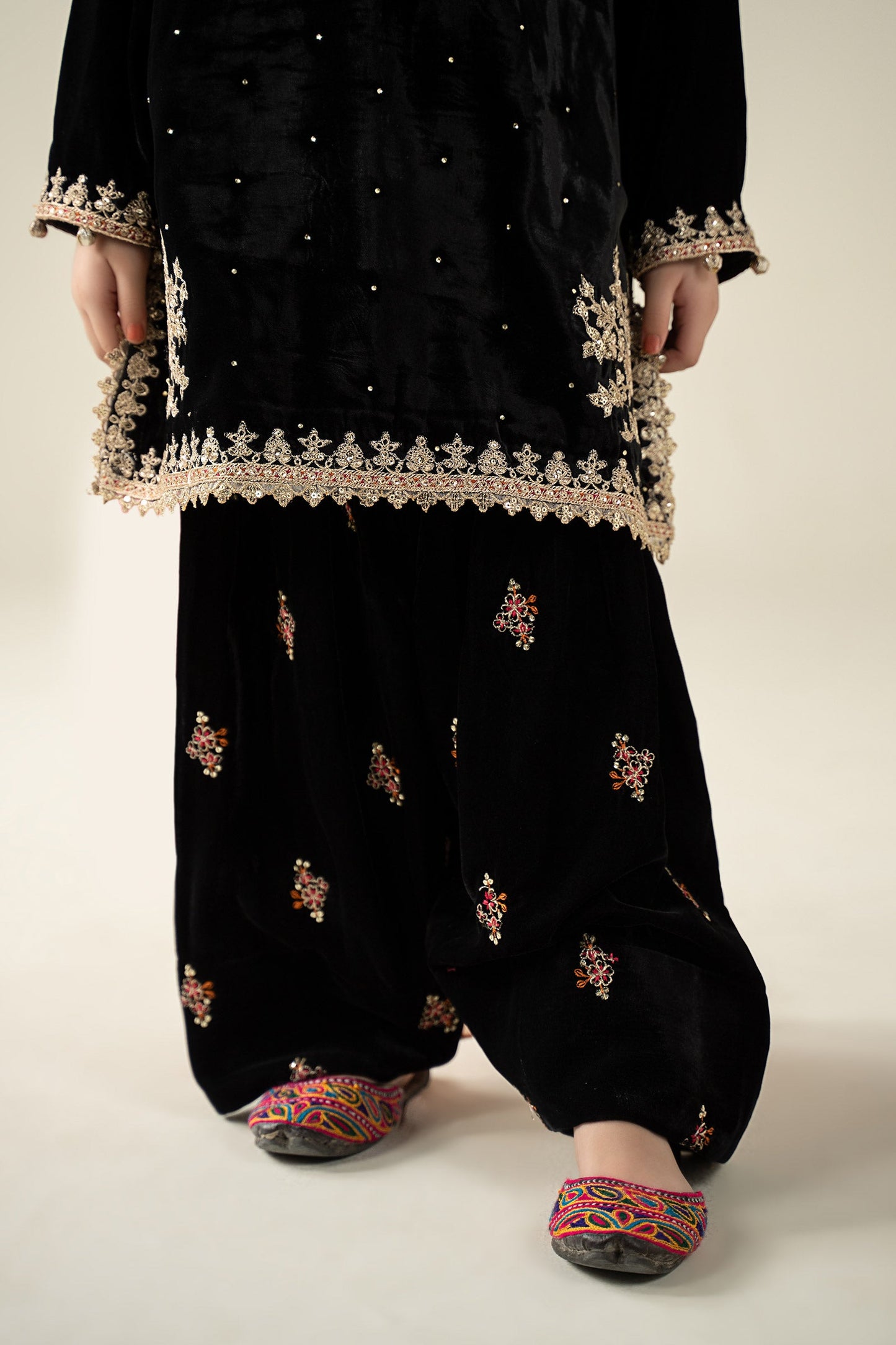 3 Piece Embroidered Velvet Suit