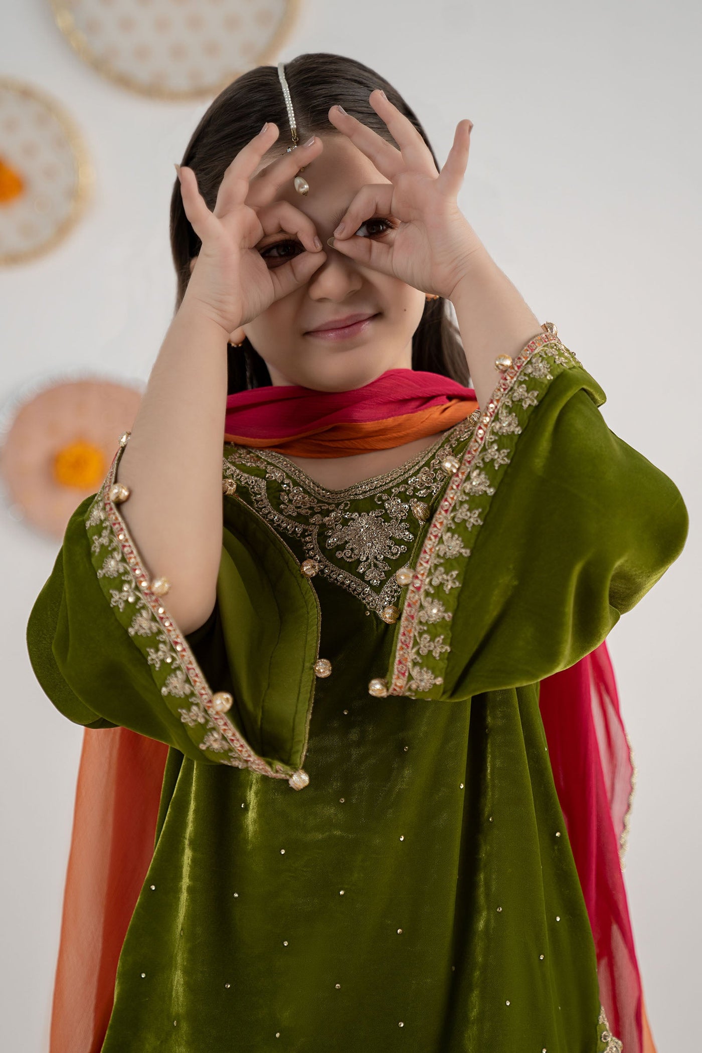 3 Piece Embroidered Velvet Suit