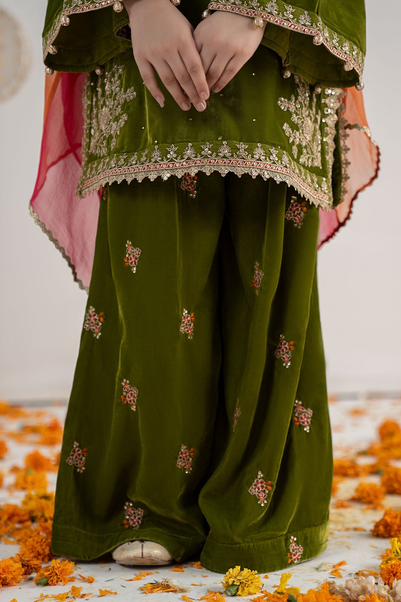 3 Piece Embroidered Velvet Suit