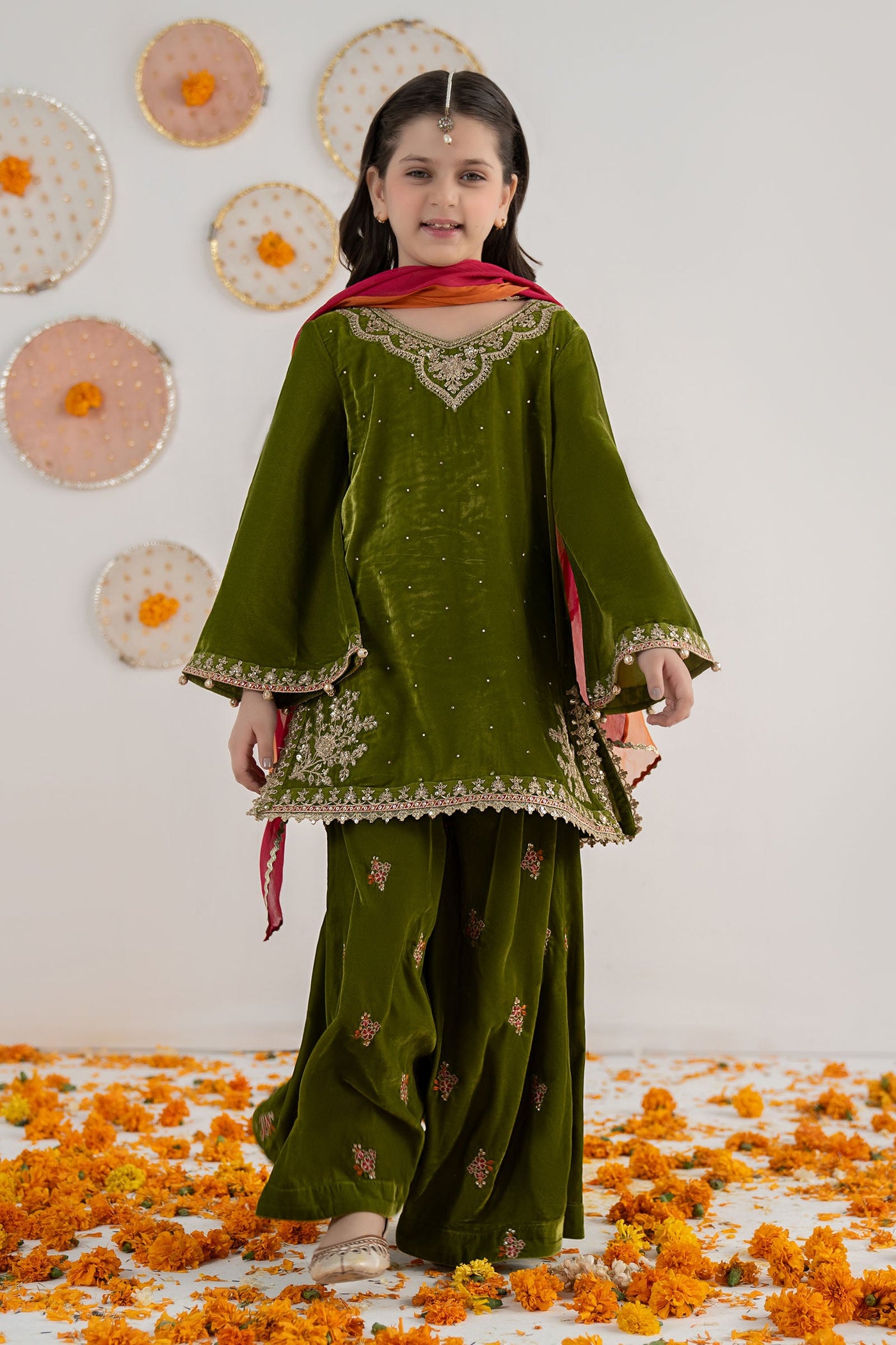 3 Piece Embroidered Velvet Suit