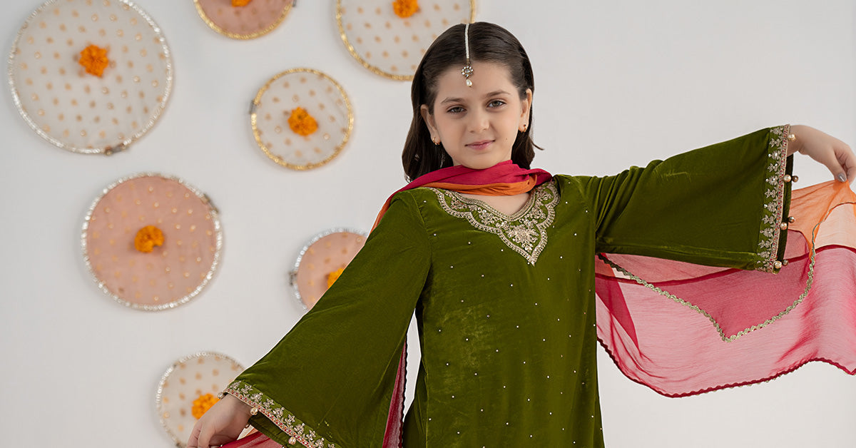 3 Piece Embroidered Velvet Suit