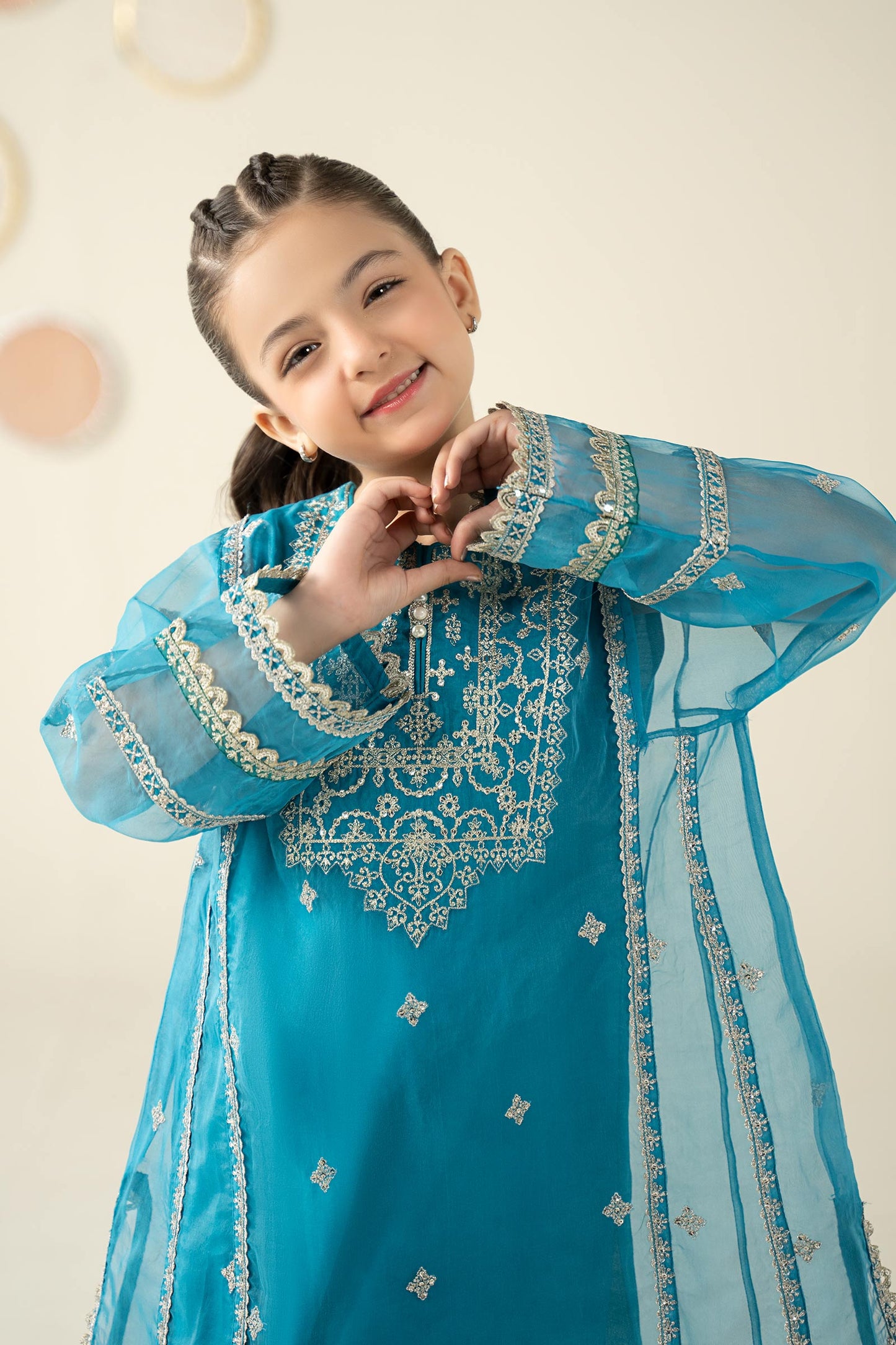 2 Piece Embroidered Organza Suit