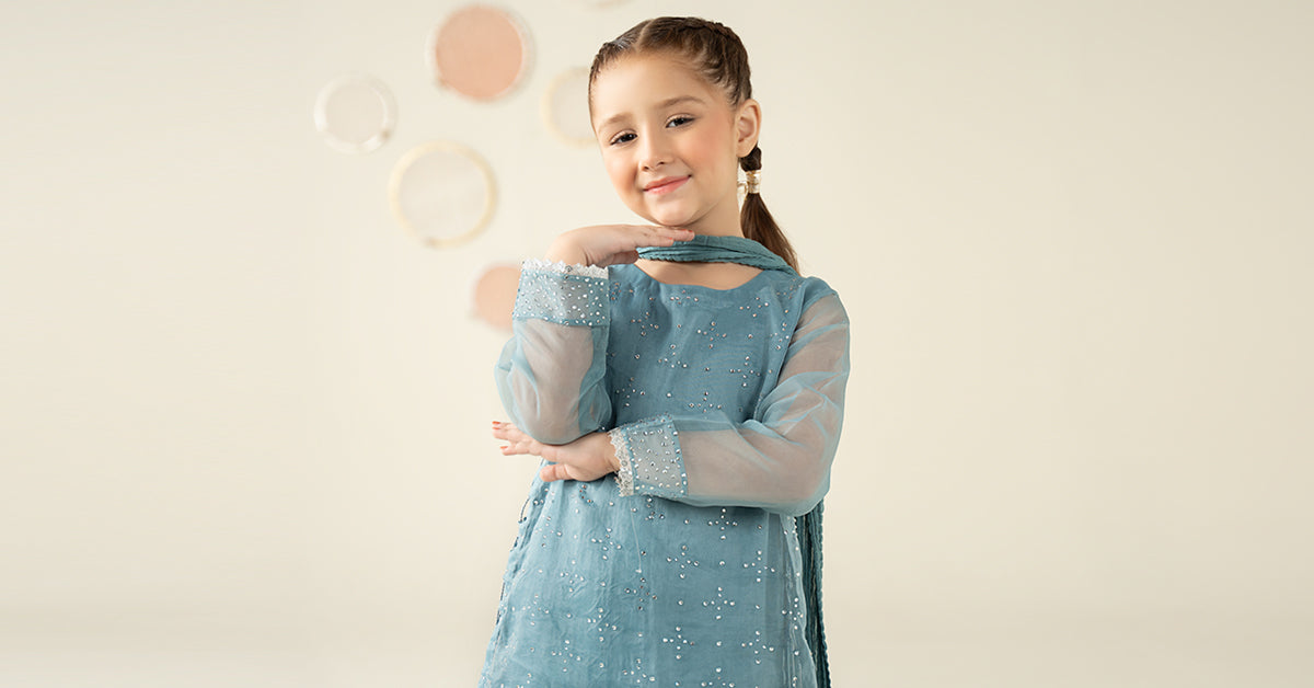 3 Piece Embellished Organza Suit