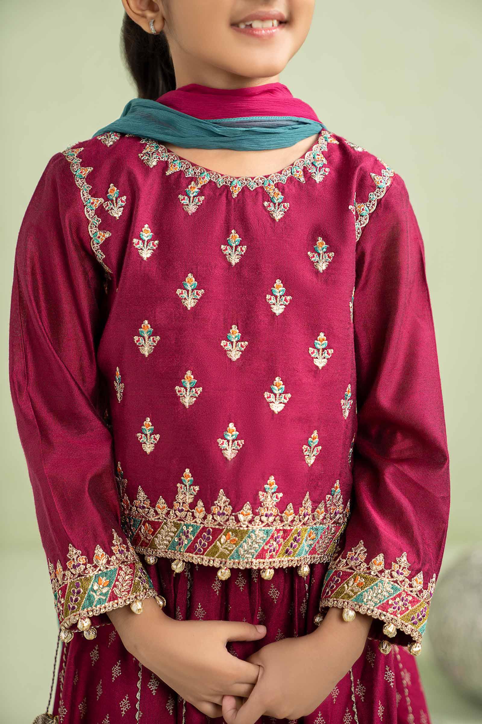 3 Piece Embroidered Silk Net Suit