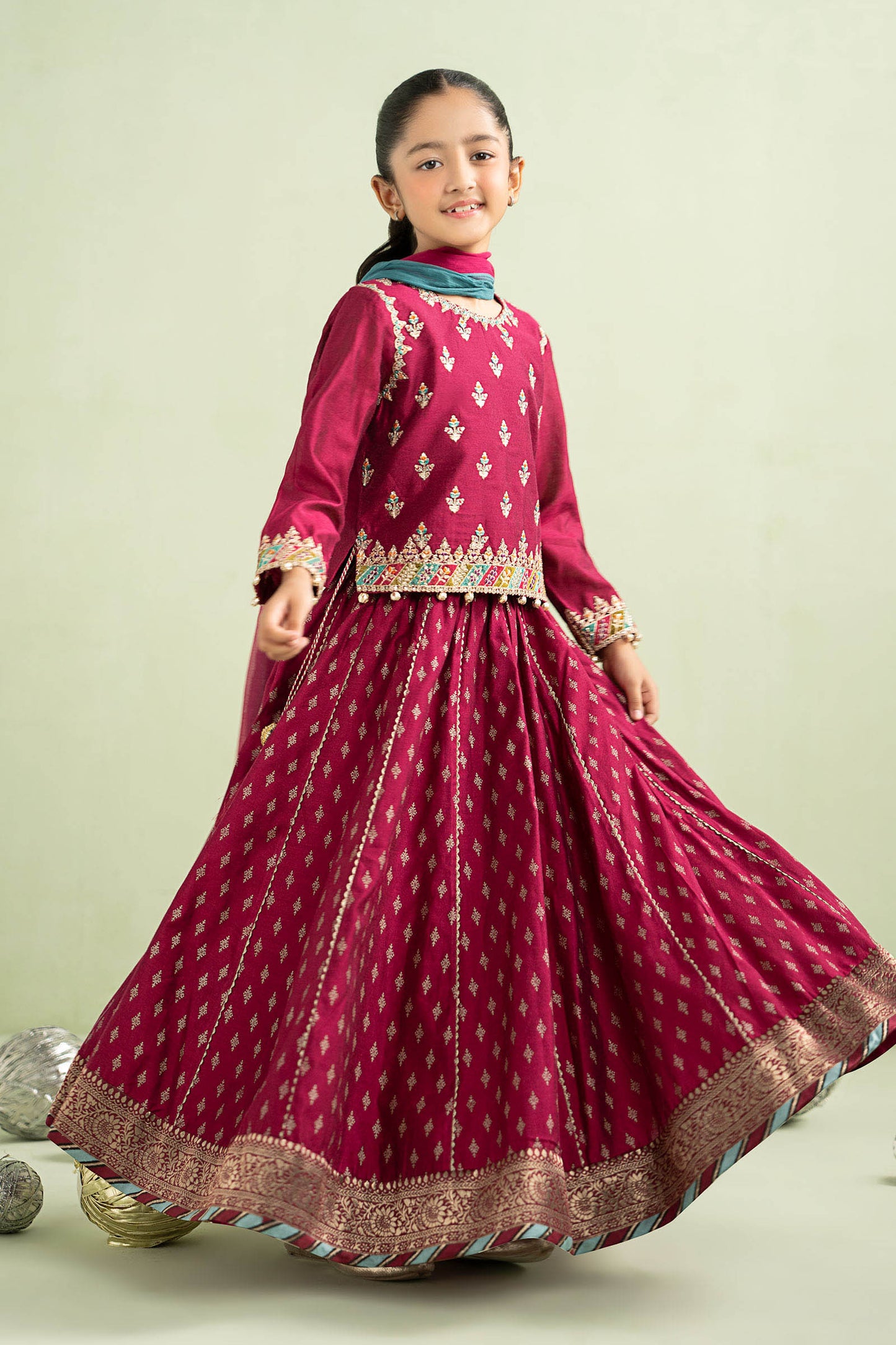 3 Piece Embroidered Silk Net Suit
