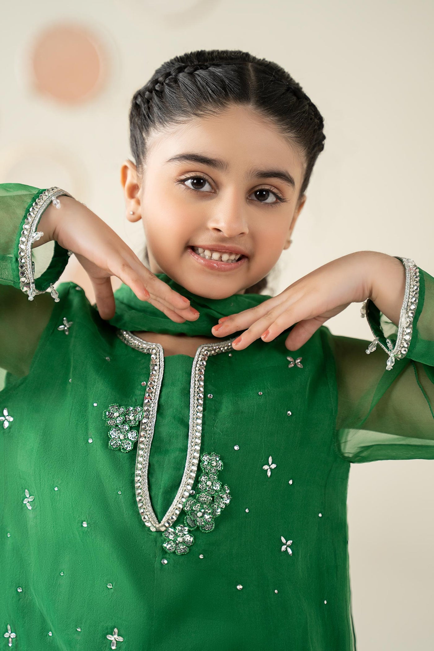 3 Piece Embellished Organza Suit