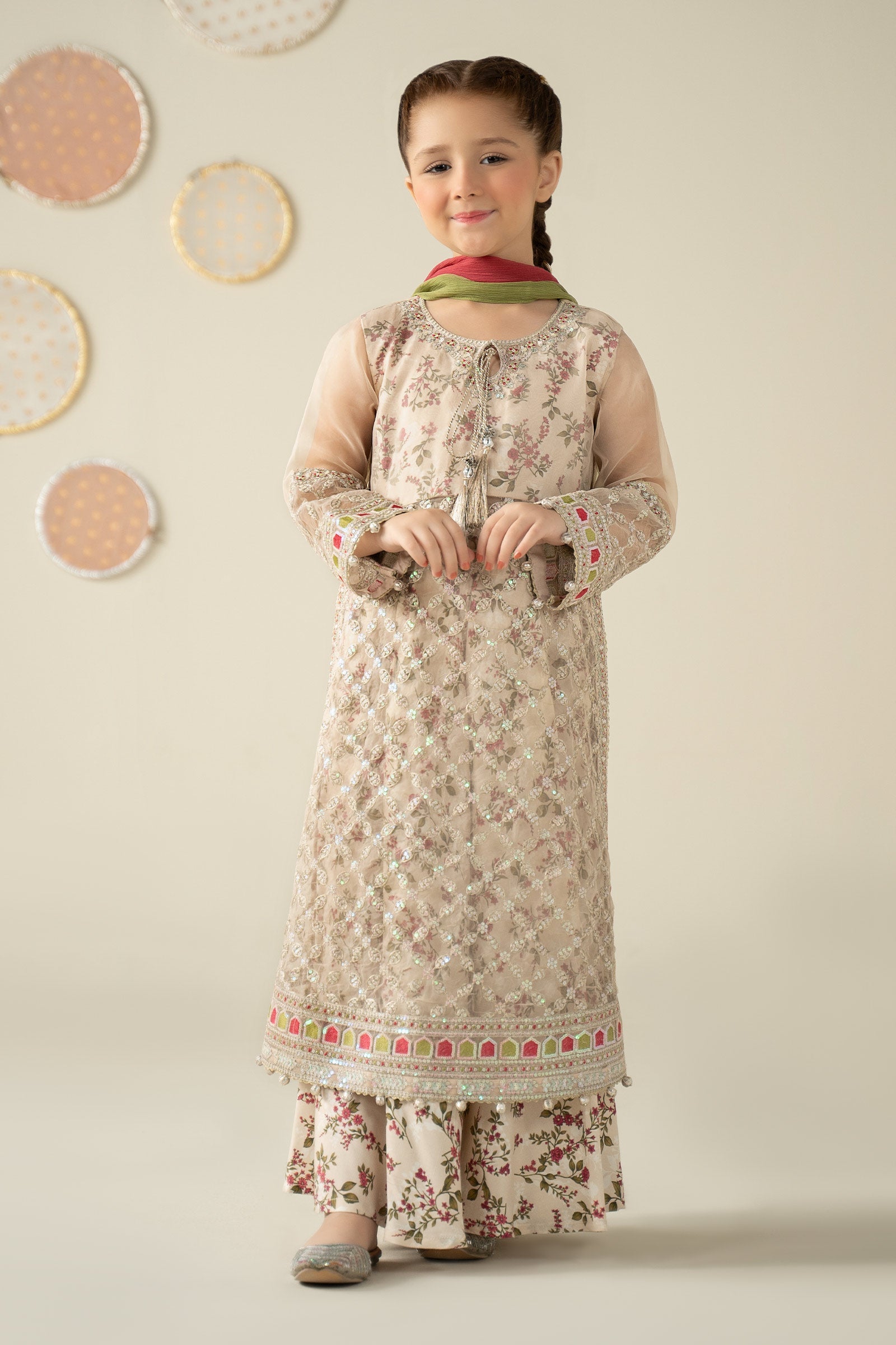 3 Piece Embroidered Organza Suit