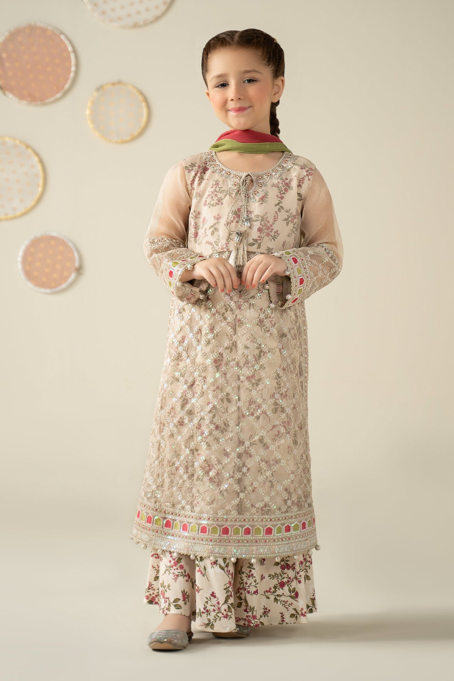 3 Piece Embroidered Organza Suit