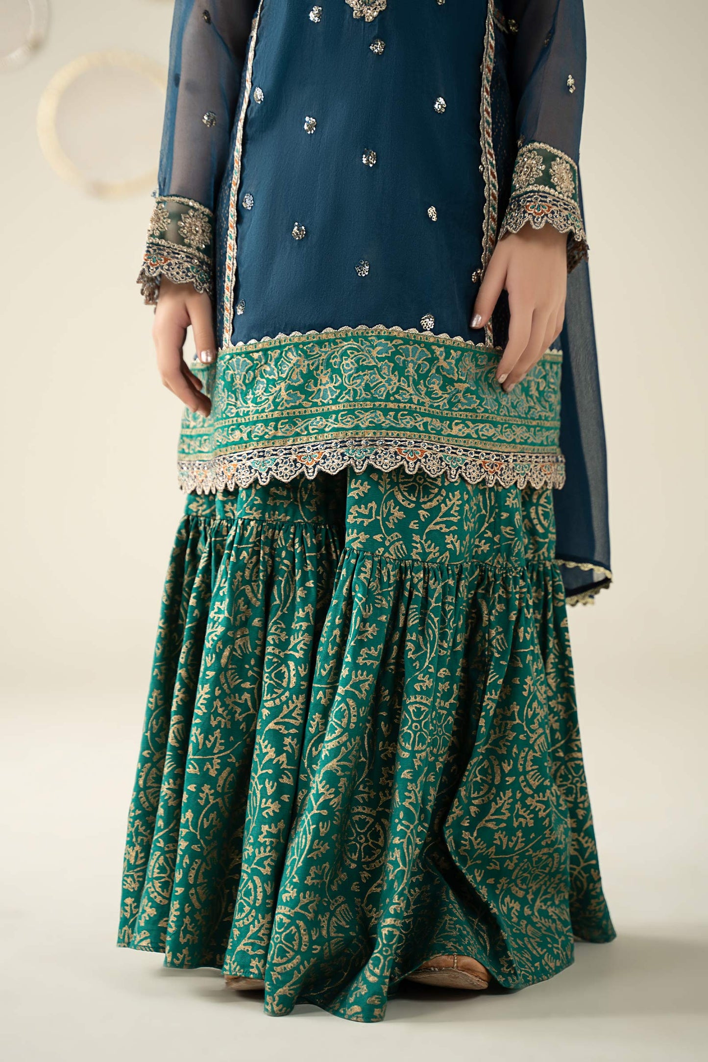 3 Piece Embroidered Organza Suit