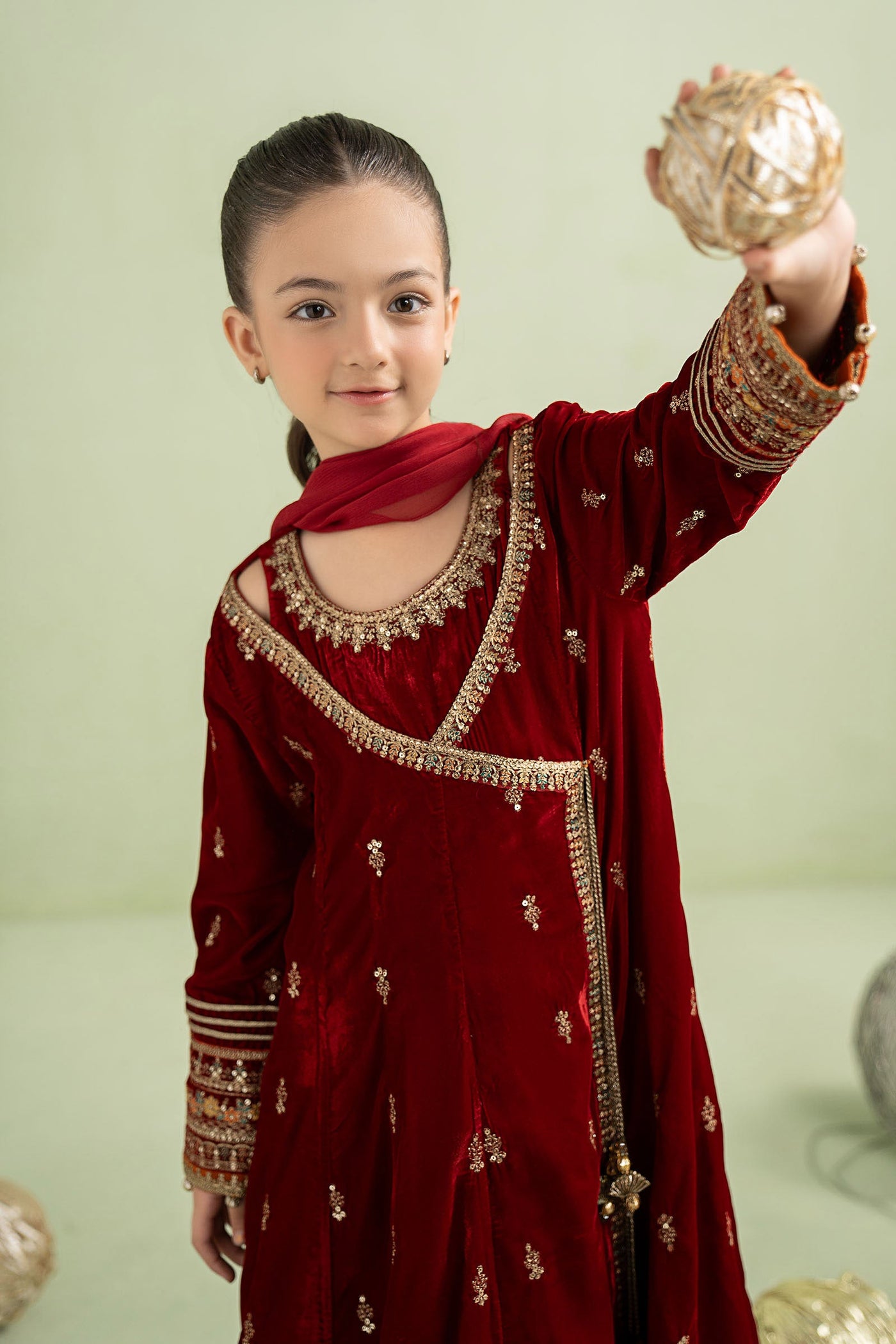 3 Piece Embroidered Velvet Suit