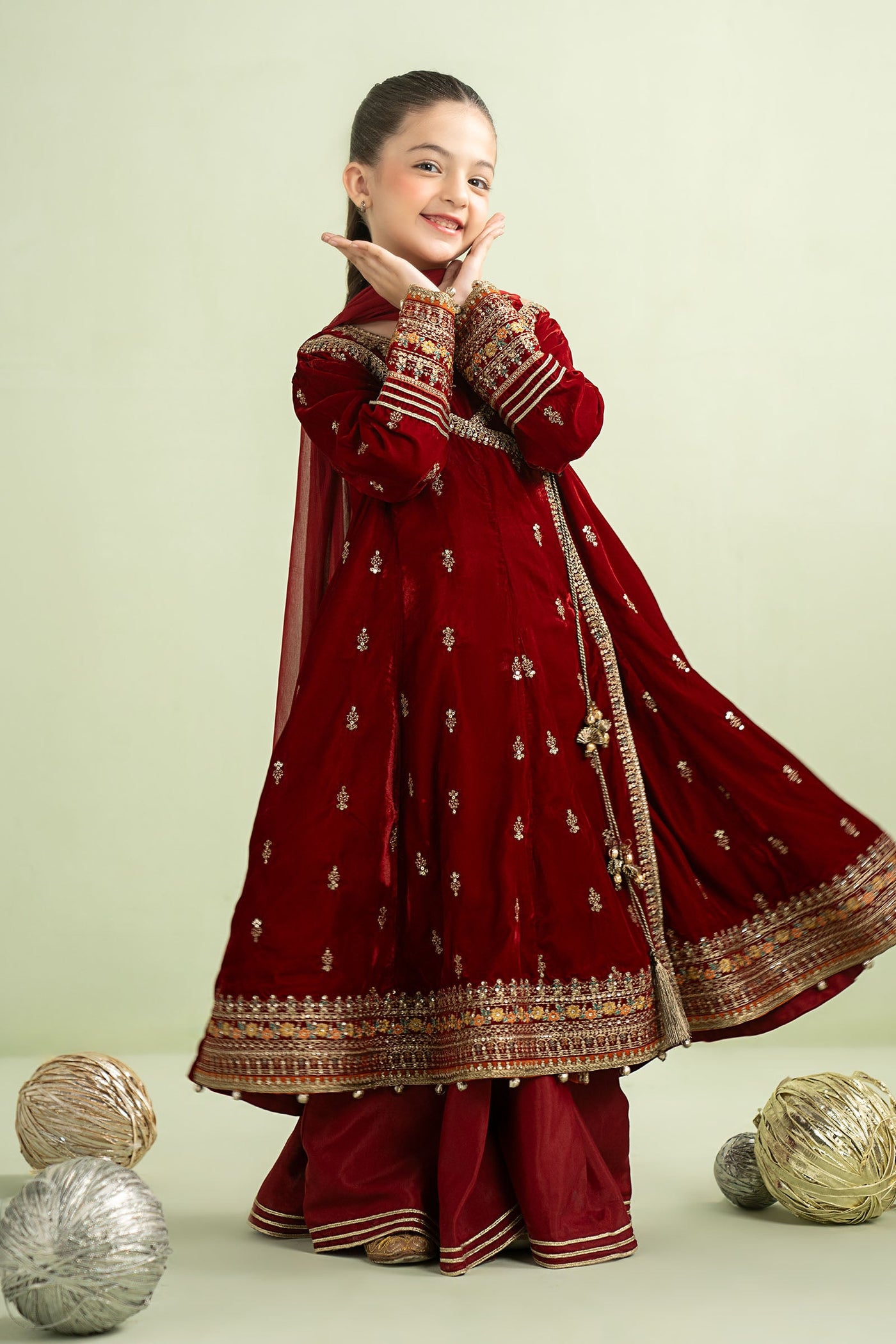 3 Piece Embroidered Velvet Suit
