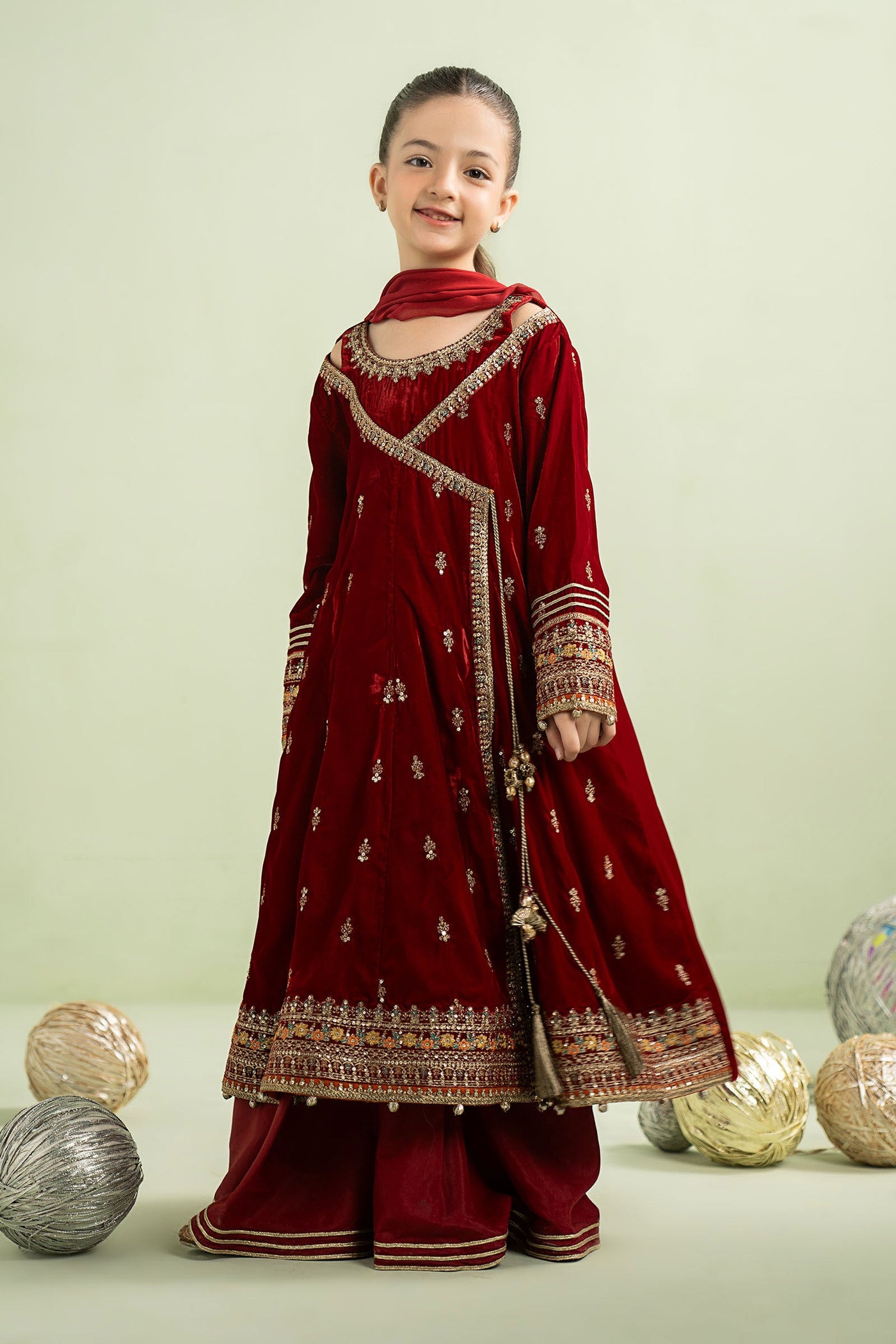 3 Piece Embroidered Velvet Suit