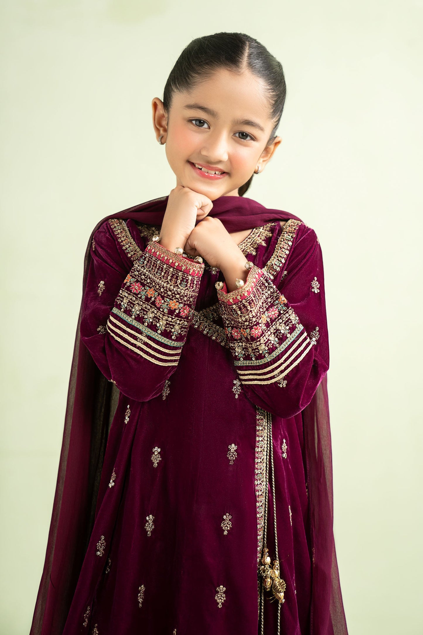 3 Piece Embroidered Velvet Suit