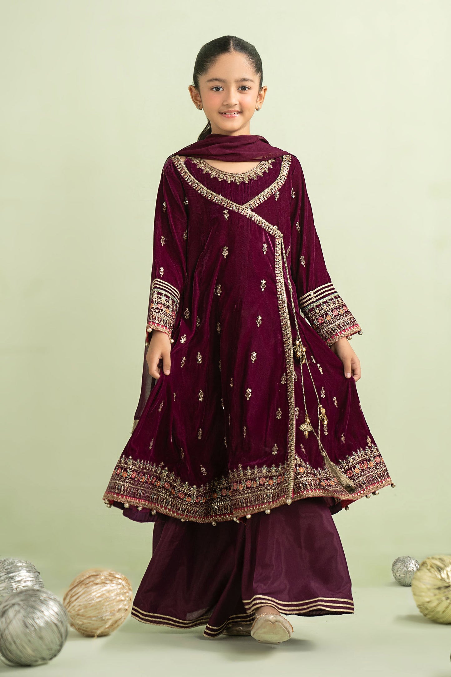 3 Piece Embroidered Velvet Suit
