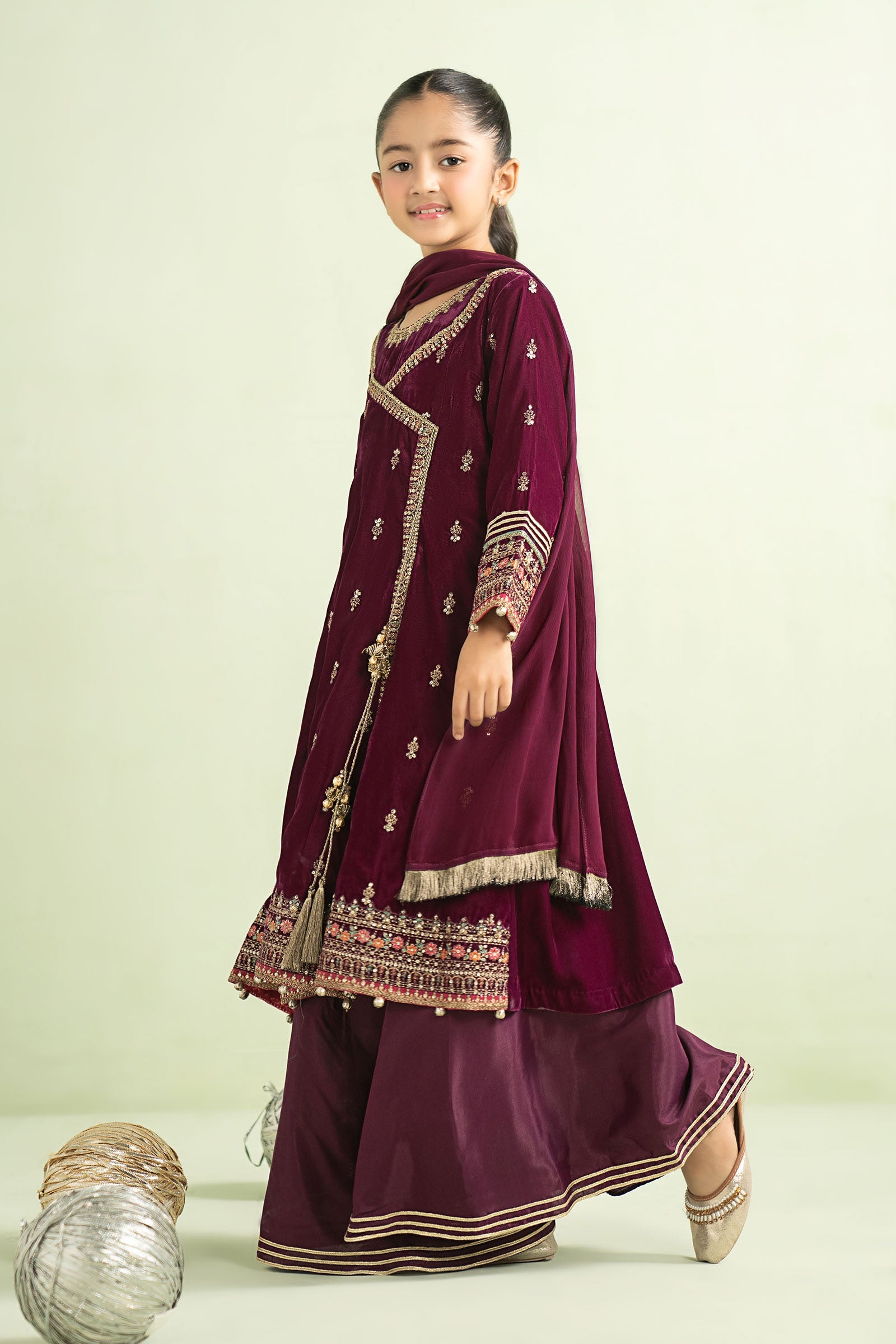 3 Piece Embroidered Velvet Suit